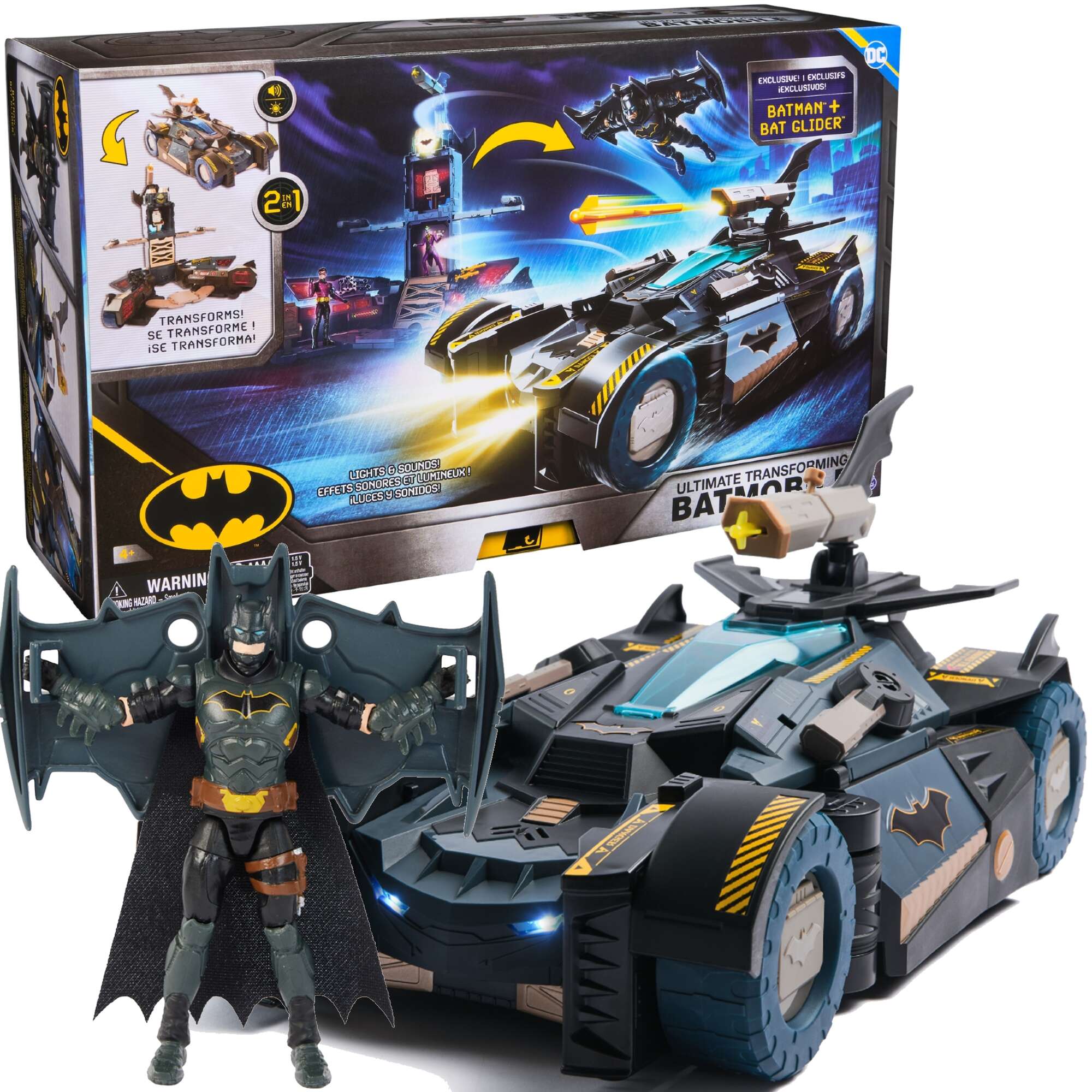 DC Comics Batman Zestaw Batmobile Ultimate Transforming + figurka 10 cm wiato Dwik