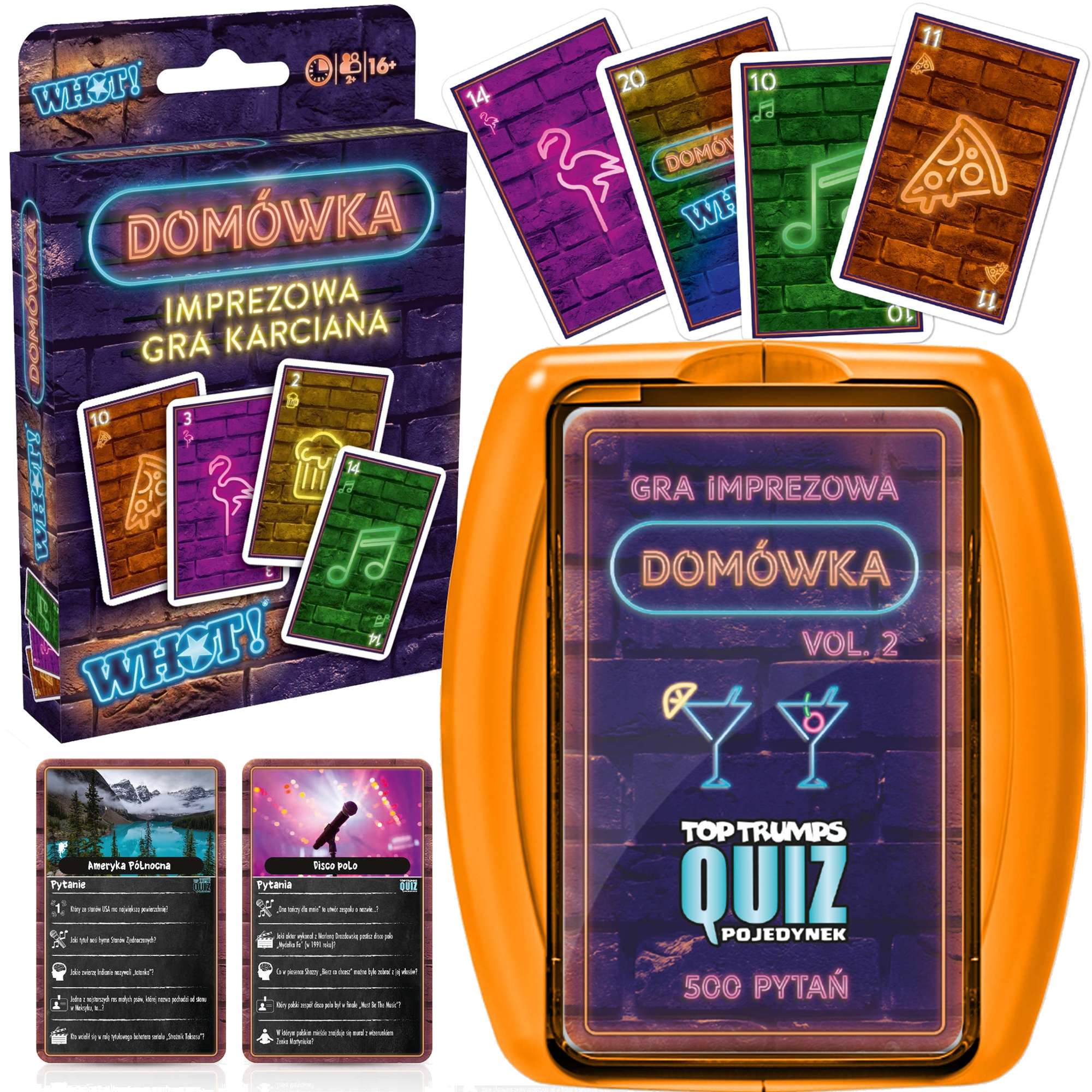 Zestaw gier Top Trumps Quiz 500 pyta Domwka + Imprezowa gra karciana dla dorosych WHOT! Domwka