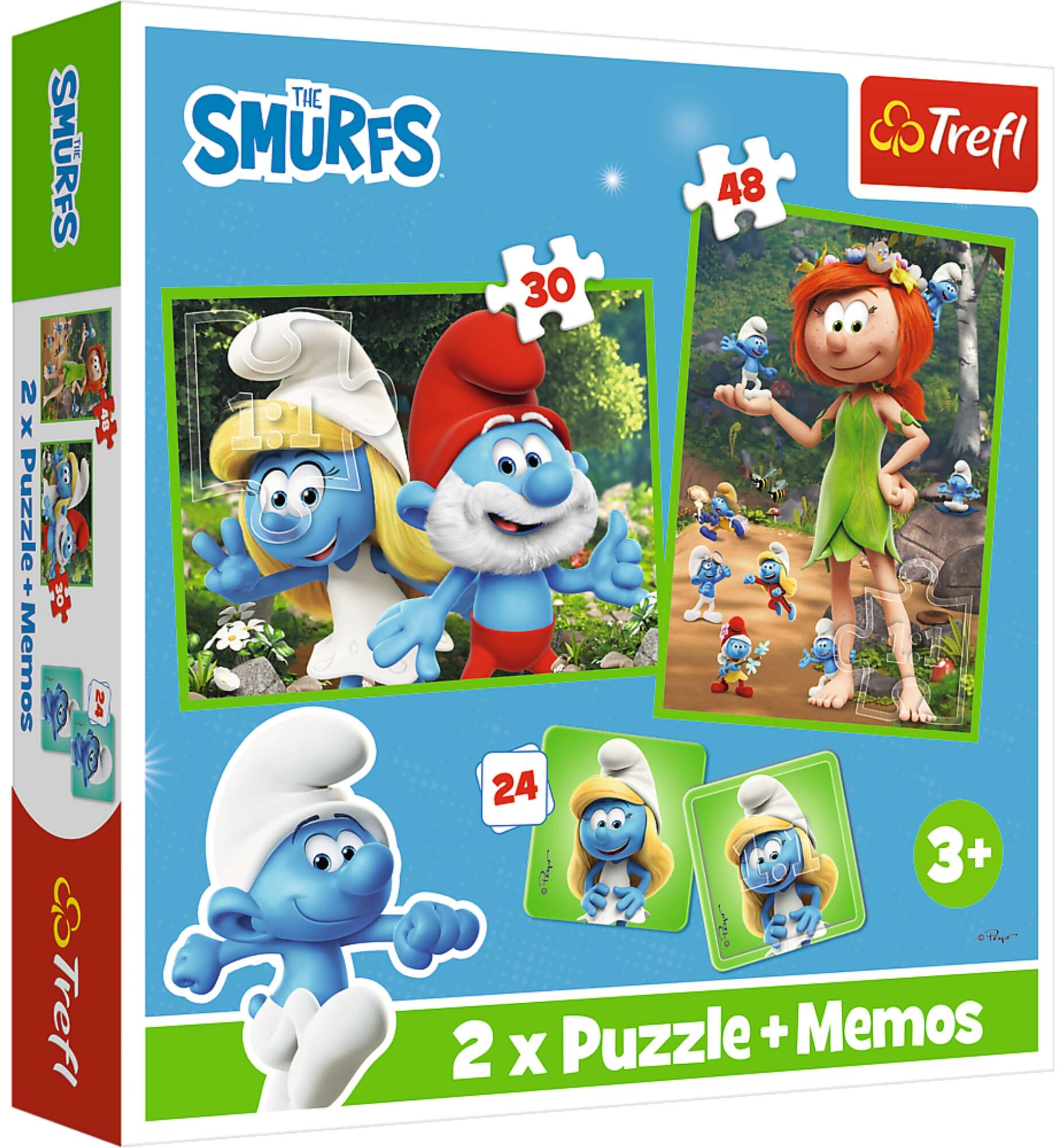 Trefl Puzzle 2w1 + memos Wesoe zabawy Smerfw The Smurfs dzie 3+