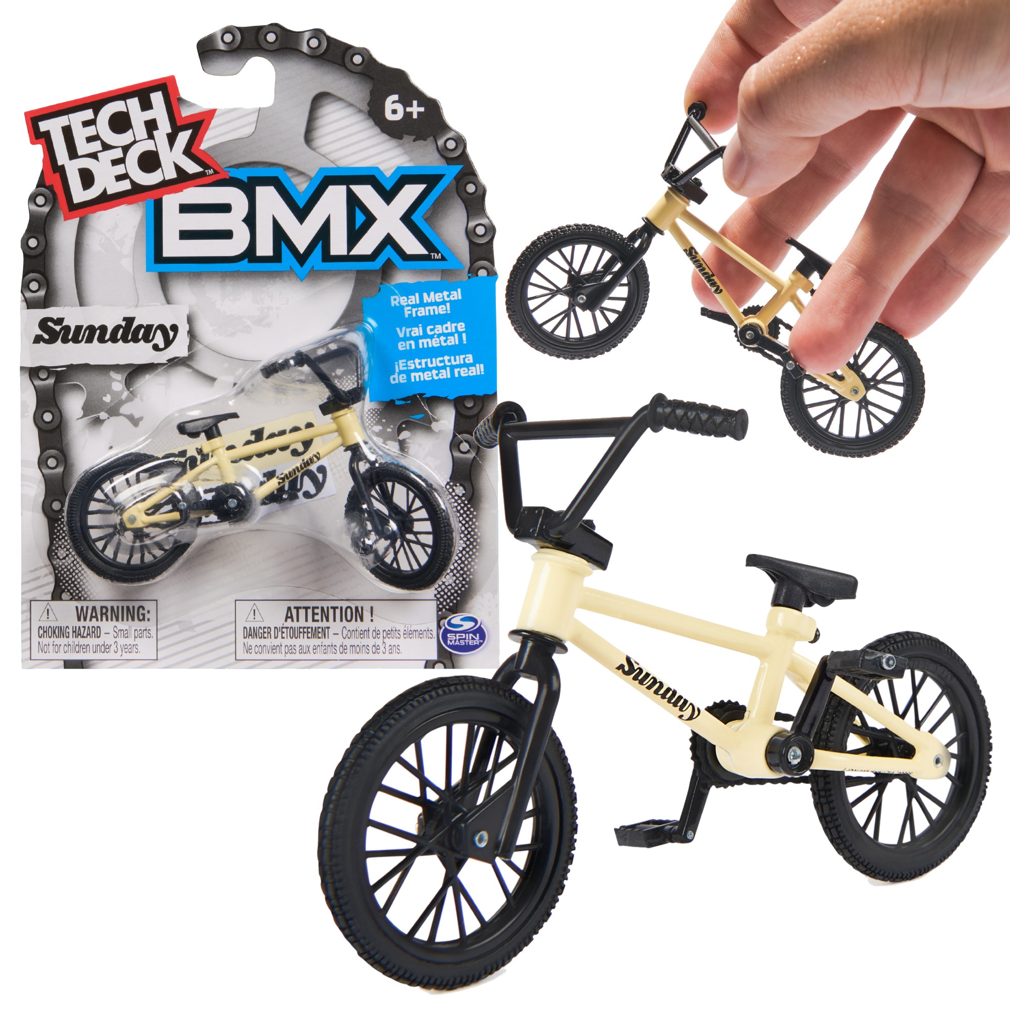 Tech Deck Fingerbike Rower BMX mini Sunday na palce kremowy + naklejki