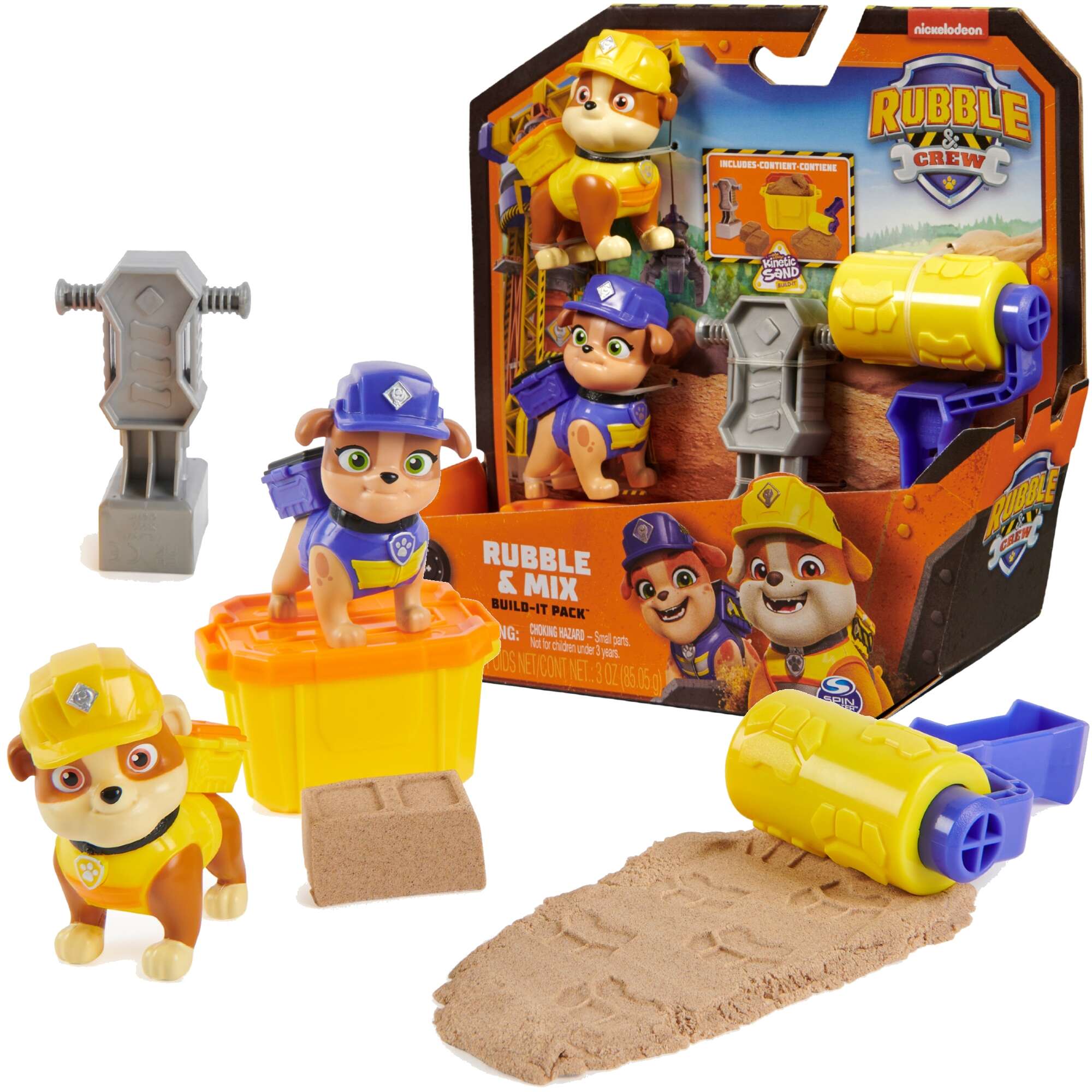 Psi Patrol Zestaw do budowania Rubble&Crew Rubble i jego ekipa Piesek Rubble i Mix + Kinetic Sand + akcesoria