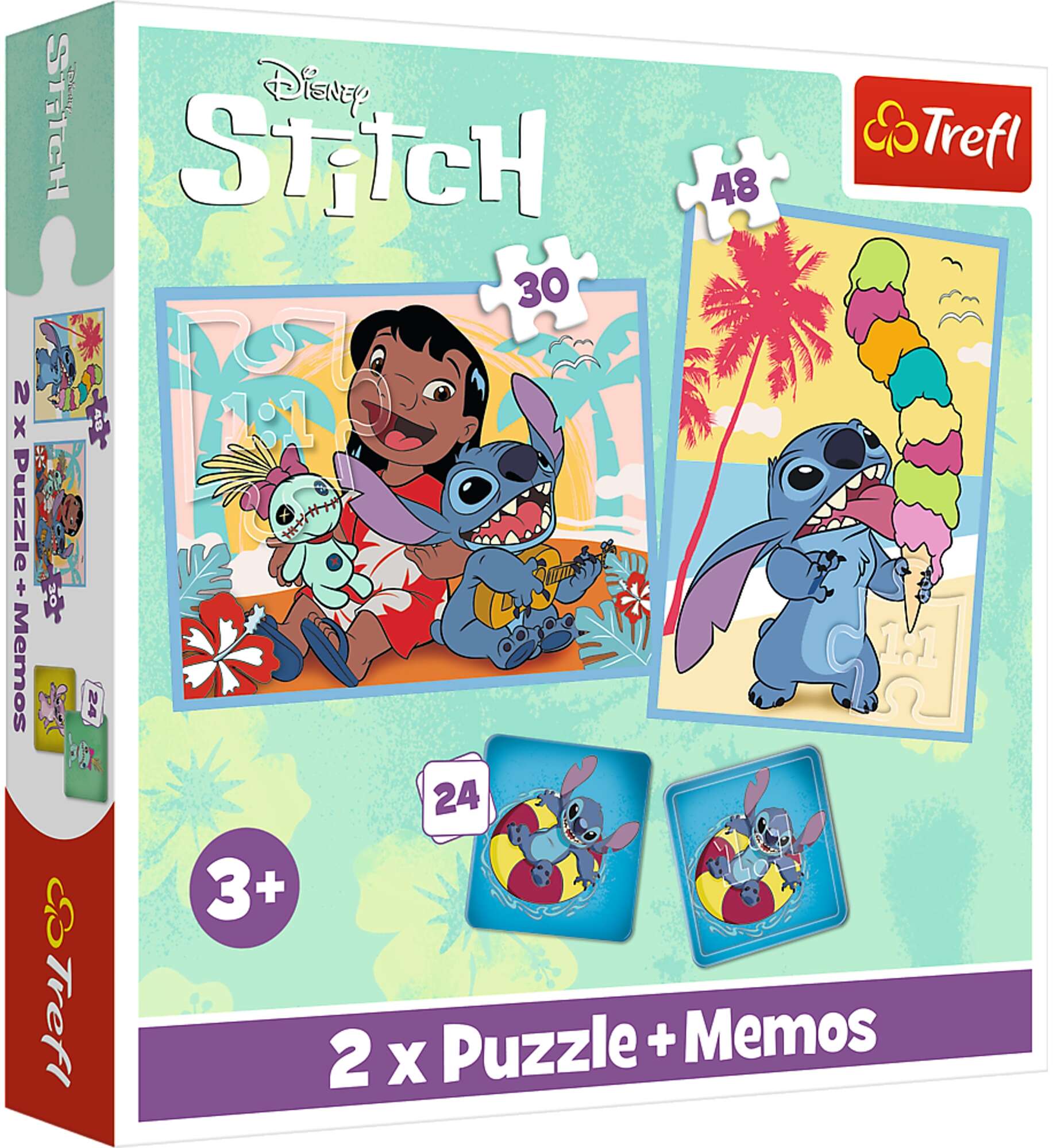 Trefl Disney Puzzle 2w1 + memos Lilo&Stitch Wesoy dzie 3+