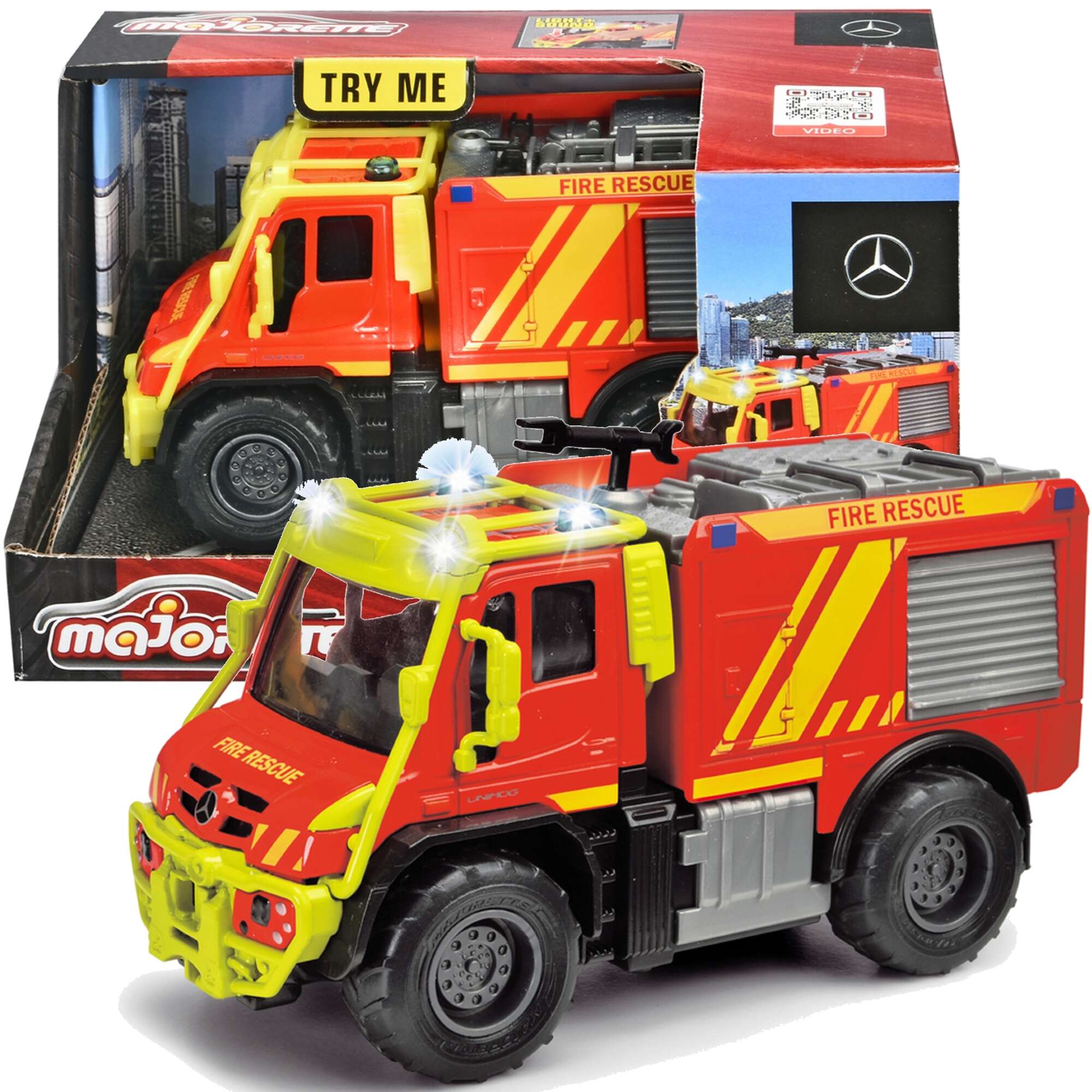 Majorette pojazd ratunkowy metalowa Stra poarna Unimog Dwik wiato 13 cm