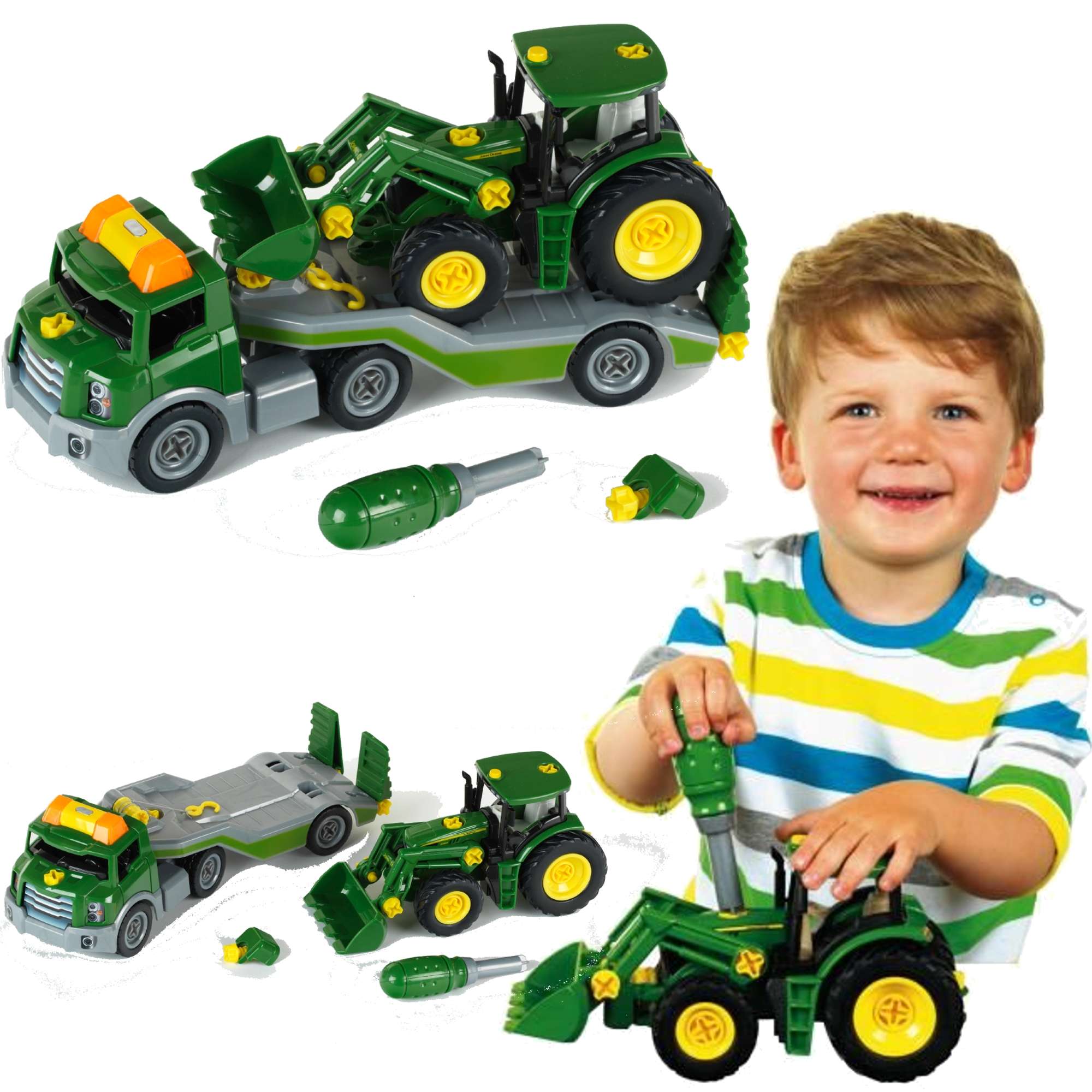 Zestaw konstrukcyjny Ciarwka Traktor na lawecie zabawkowy rubokrt Do skrcania wiato + dwik John Deere Klein