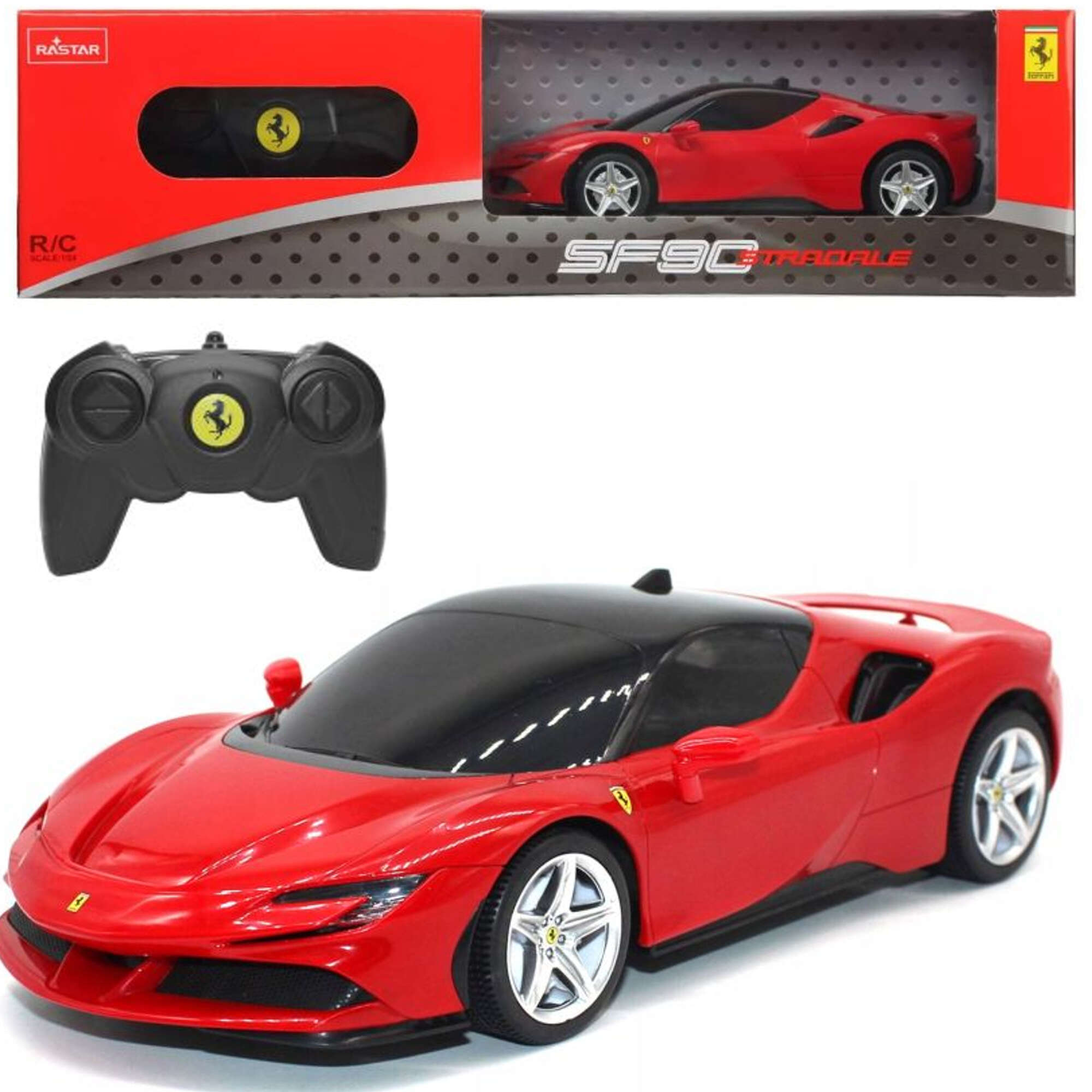 Zdalnie sterowane auto Ferrari SF90 Stradale RC czerwony pojazd sportowy 1:24 Rastar