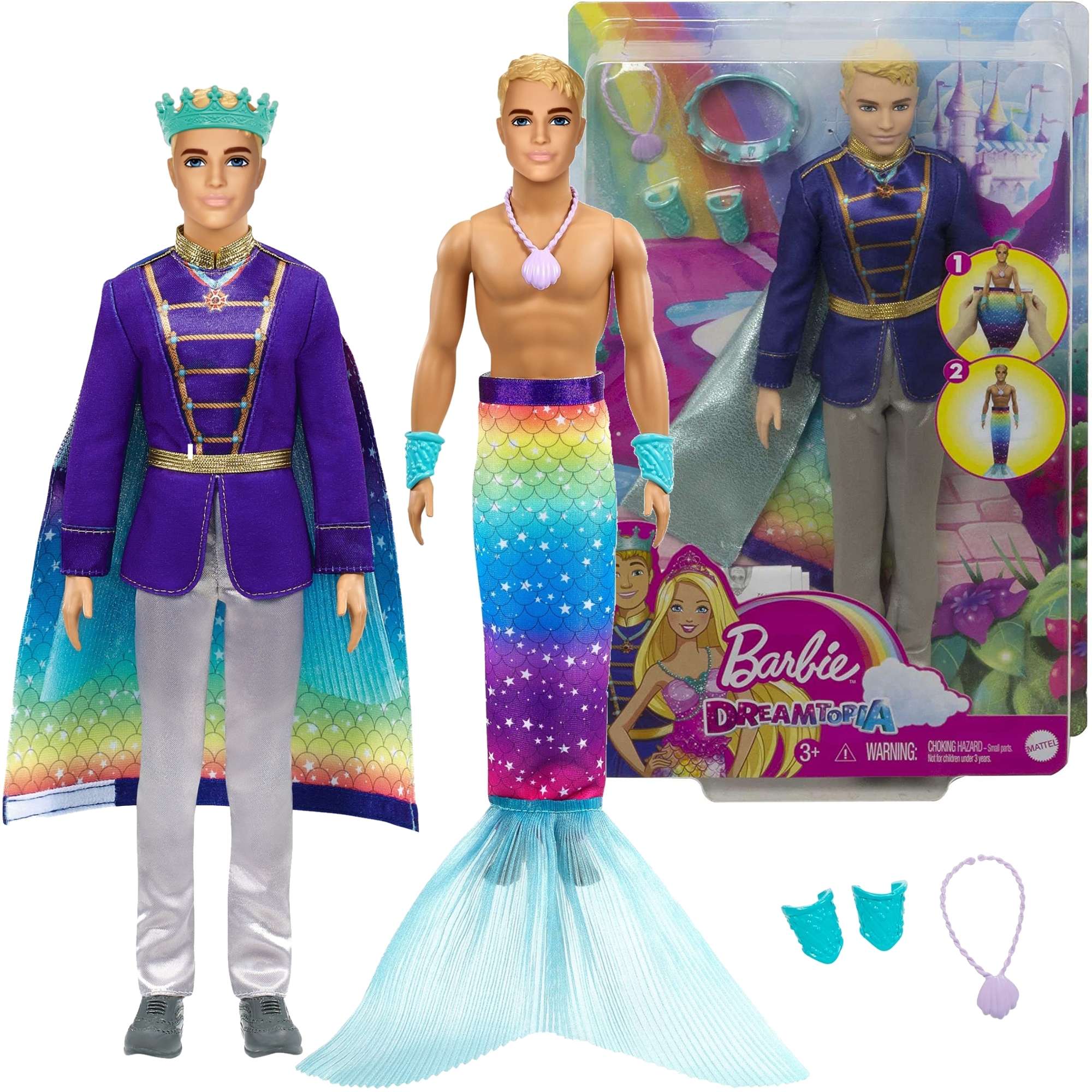 Lalka Barbie Dreamtopia ksi Ken Syrenia przemiana