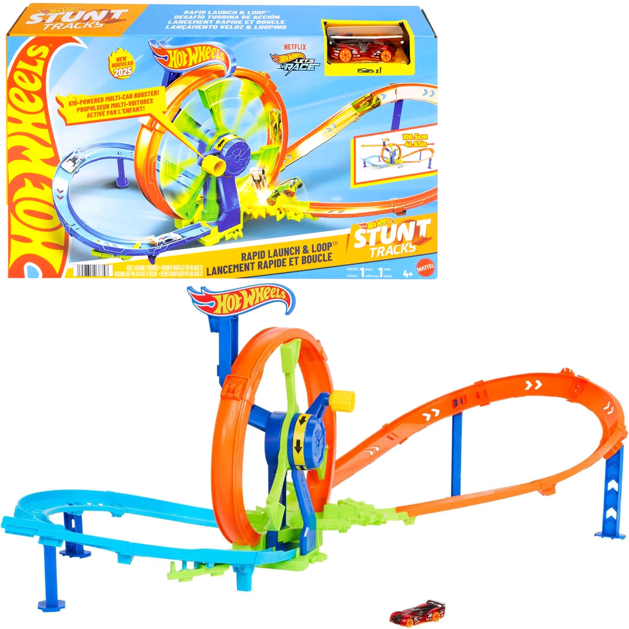 Hot Wheels Stunt Tracks Zestaw Wycigowa Turbo Ptla tor samochodowy + pojazd