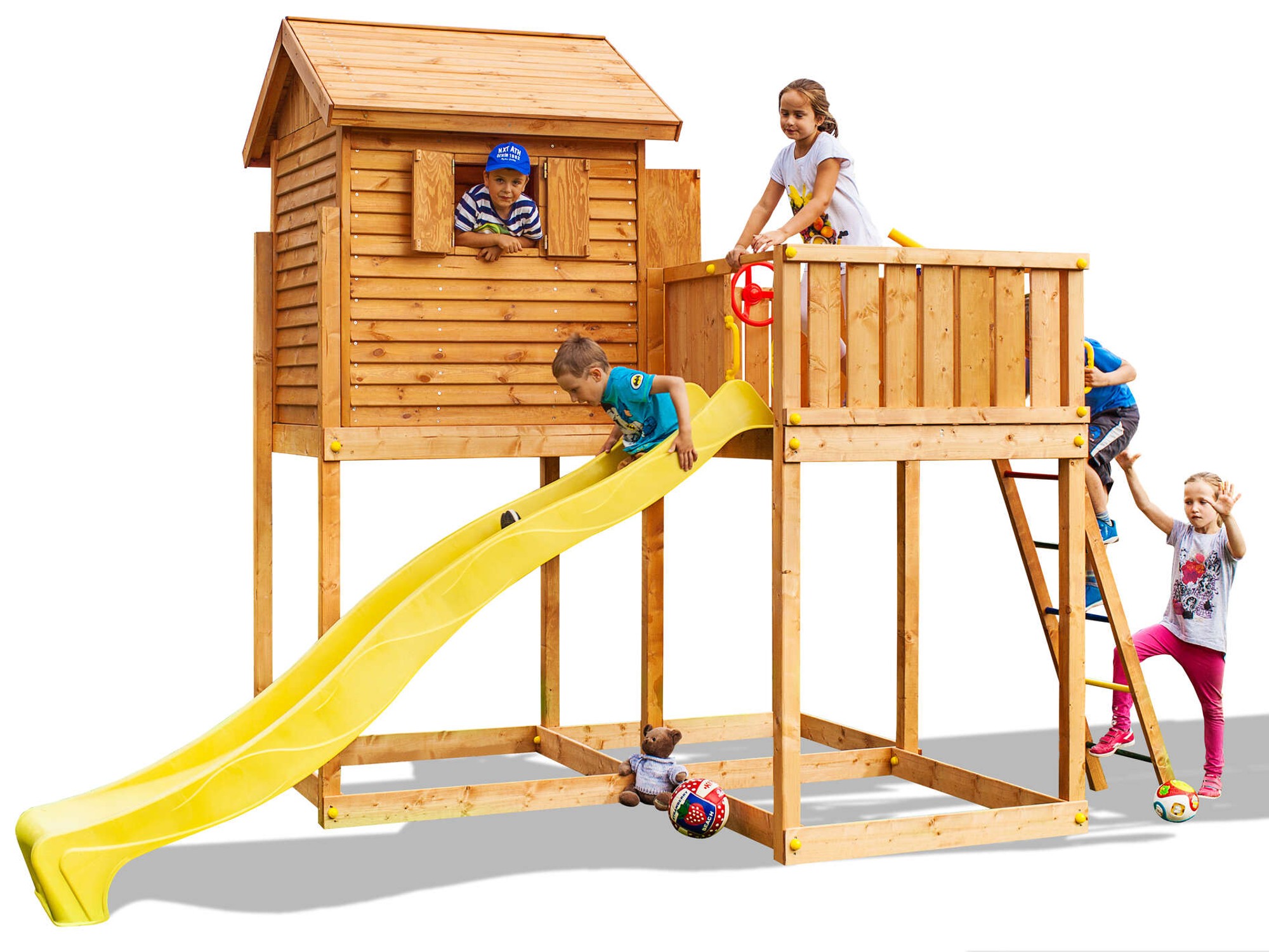 Plac zabaw drewniany ogrodowy My Side domek, zjedalnia, drabinka, akcesoria