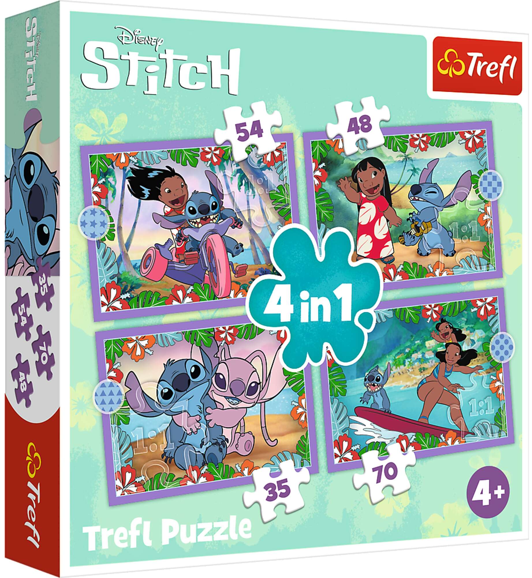 Trefl Disney Puzzle 4w1 Szalony Dzie Lilo & Stitch kolorowa Ukadanka dla najmodszych 4+