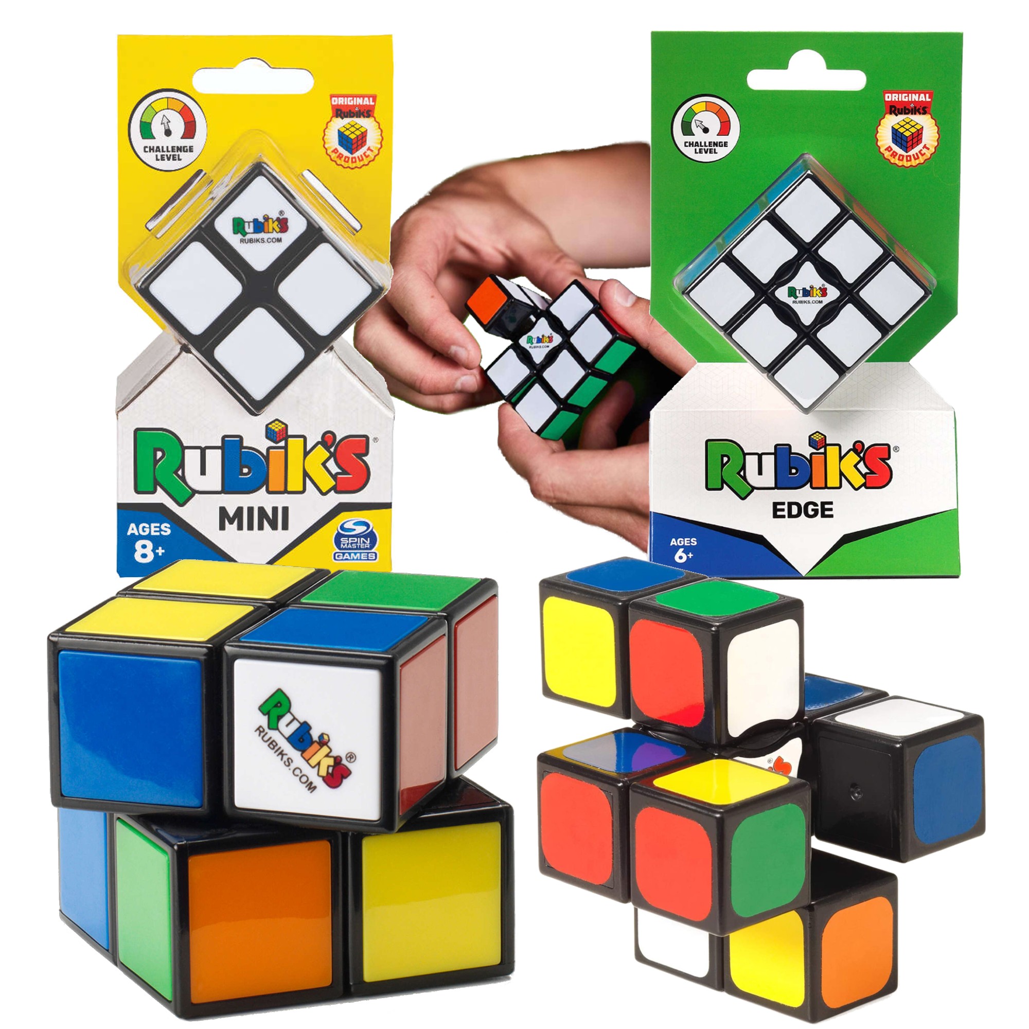 Oryginalne kostki Rubika 2x2 Rubik's Cube Mini oraz 3x3x1 Edge Simple