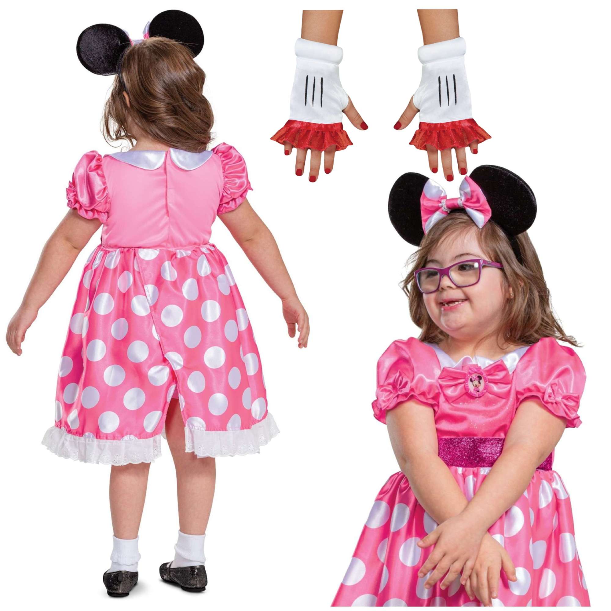Disney kostium, strj karnawaowy Myszka Minnie dostosowany do dzieci z niepenosprawnoci 109-123 cm (5-6 lat)