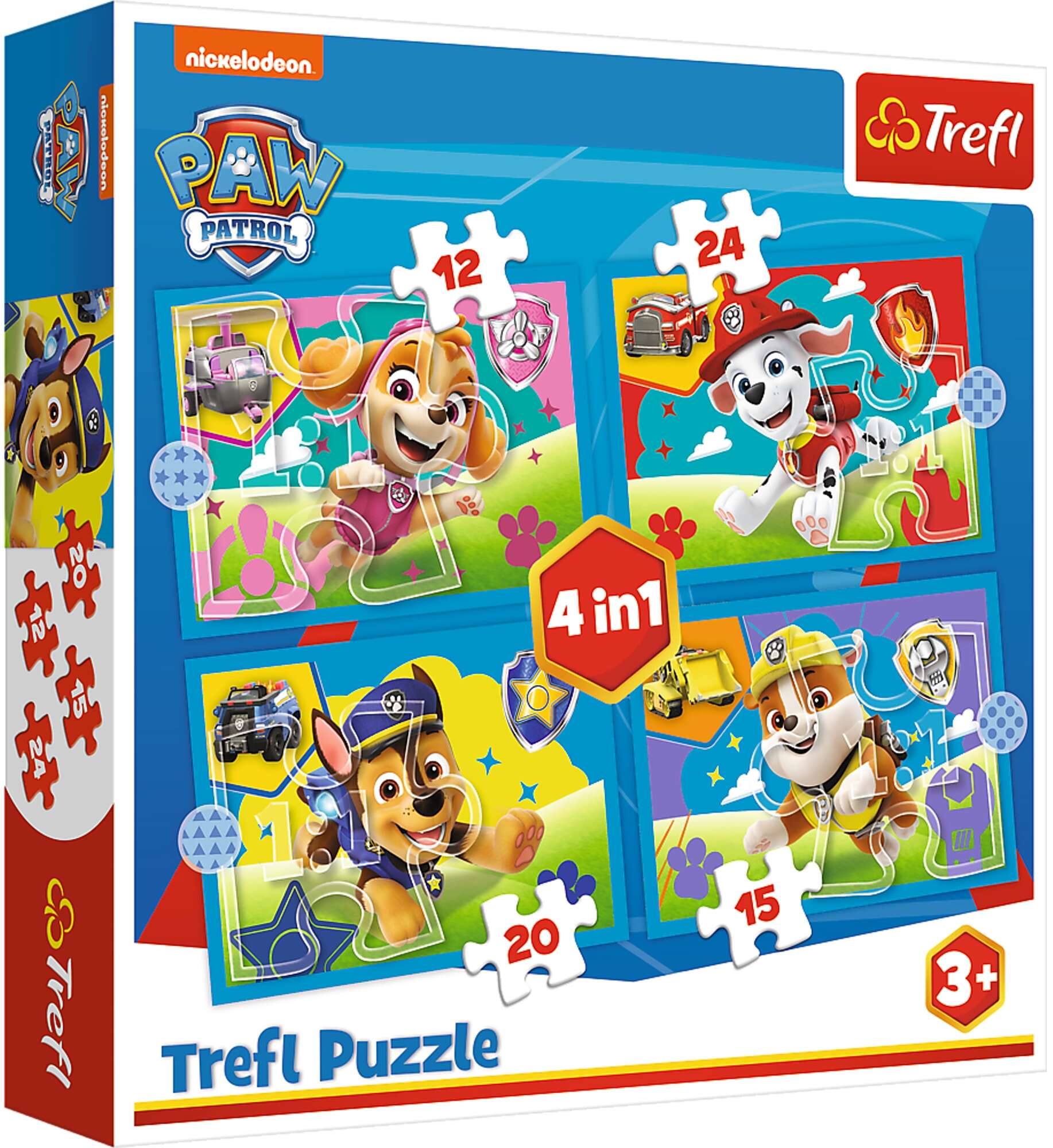 Trefl Puzzle 4w1 Biegnce pieski kolorowa Ukadanka dla Najmodszych 3+