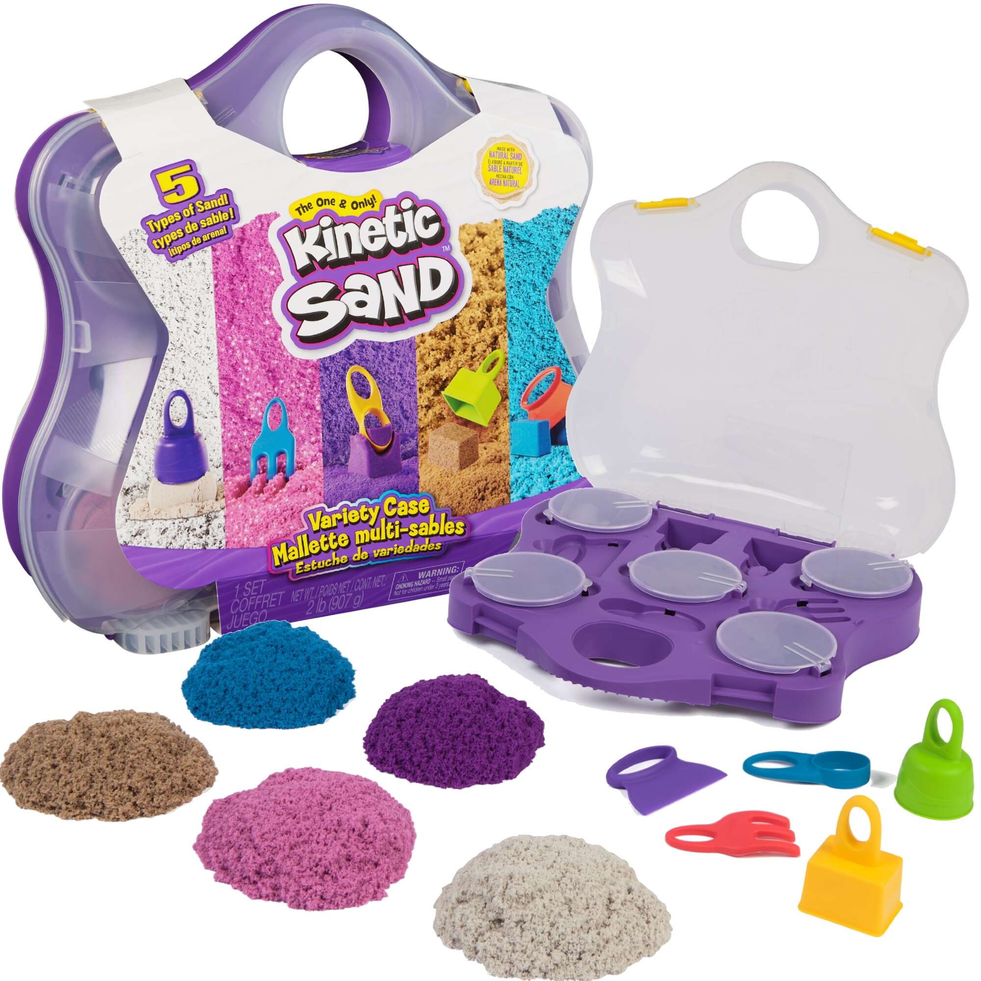 Piasek kinetyczny plastyczny Kinetic Sand Zestaw Walizka 5 piaskw