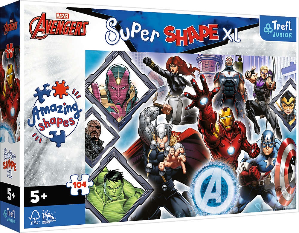 Puzzle 104 elementy Super Shapes XL Ulubieni Avengersi