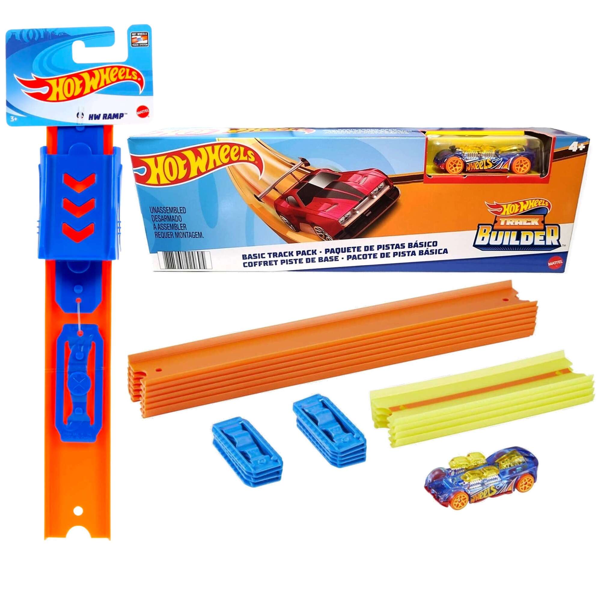 Mattel Hot Wheels Track Builder zestaw torw z pojazdem + zestaw uzupeniajcy Ramp Tory samochodowe