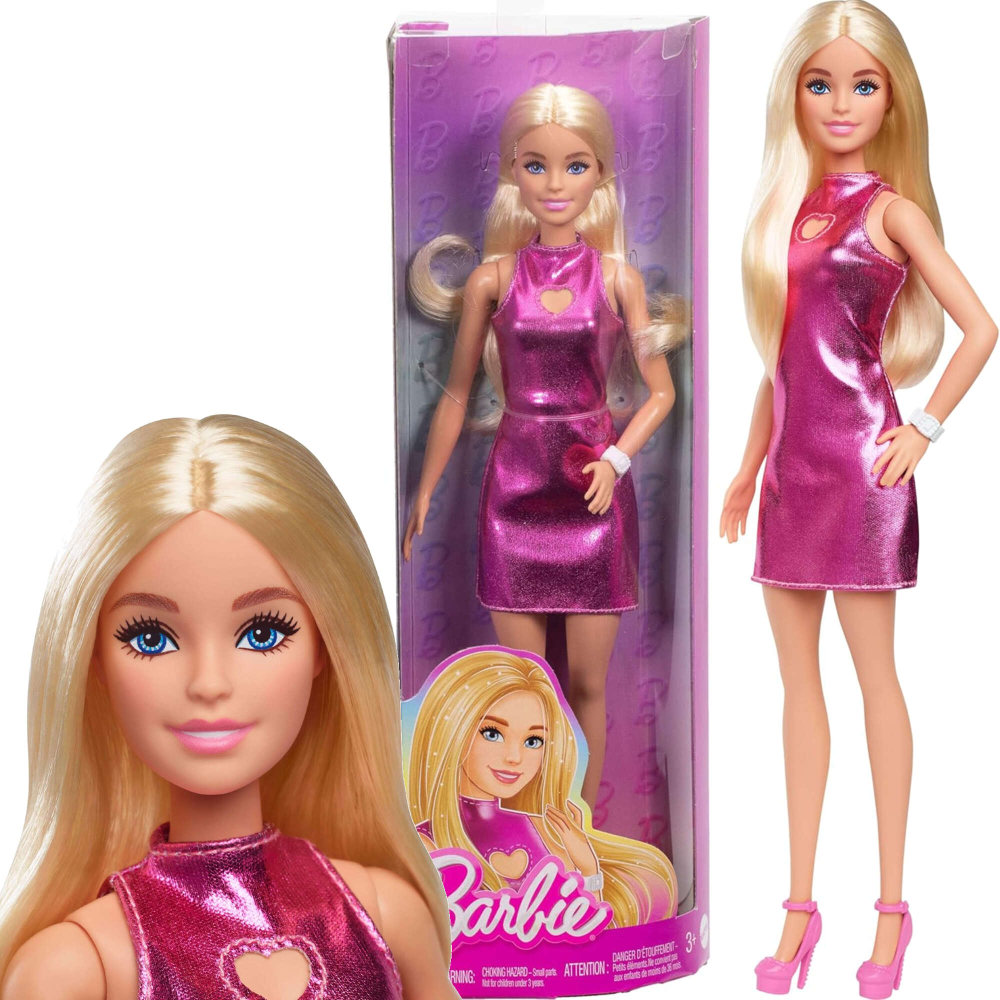 Lalka Barbie Fashionistas blondynka w rowej sukience