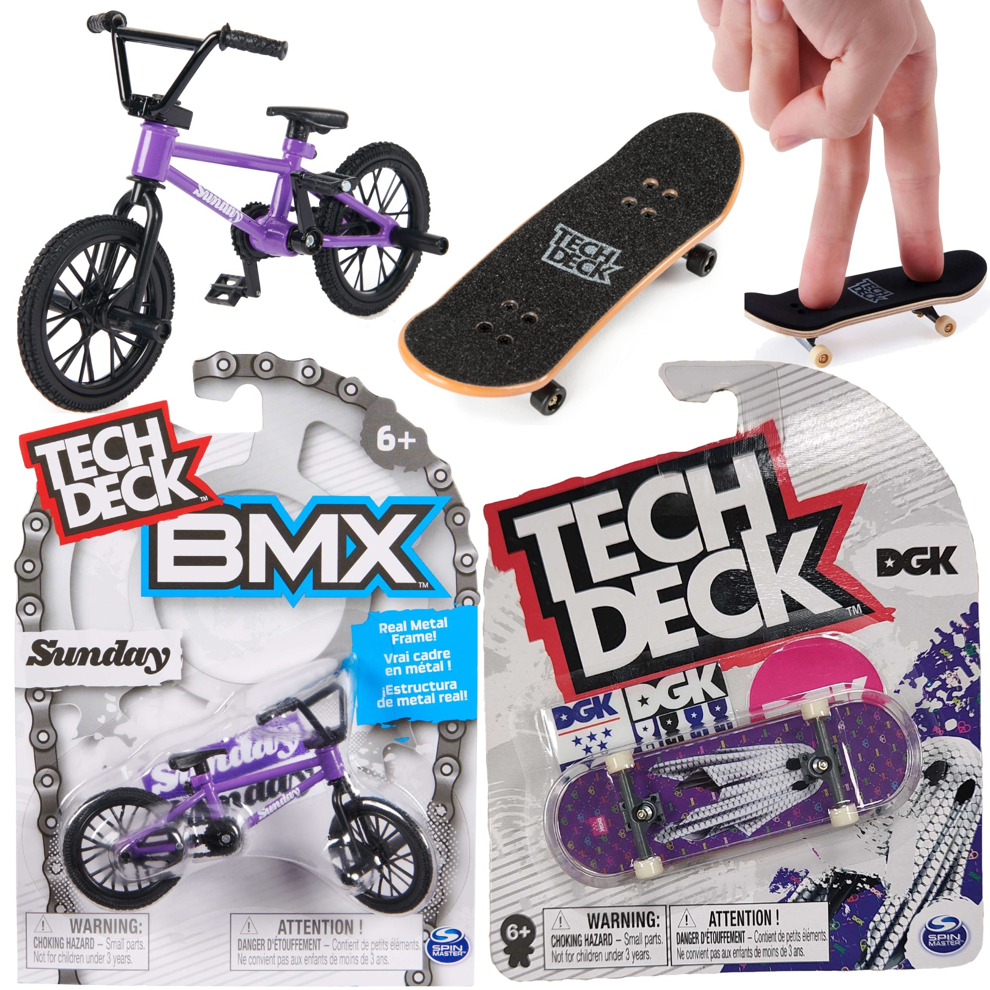 Zestaw Fingerbike Rower mini BMX Sunday + deskorolka fingerboard DGK Duszek Tech Deck