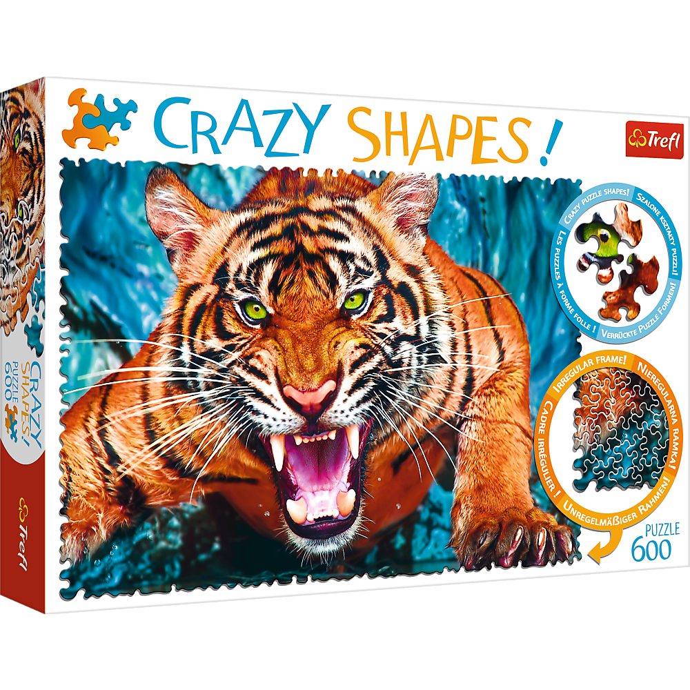 Puzzle Crazy Shapes Oko w oko z tygrysem 600 elementw Trefl