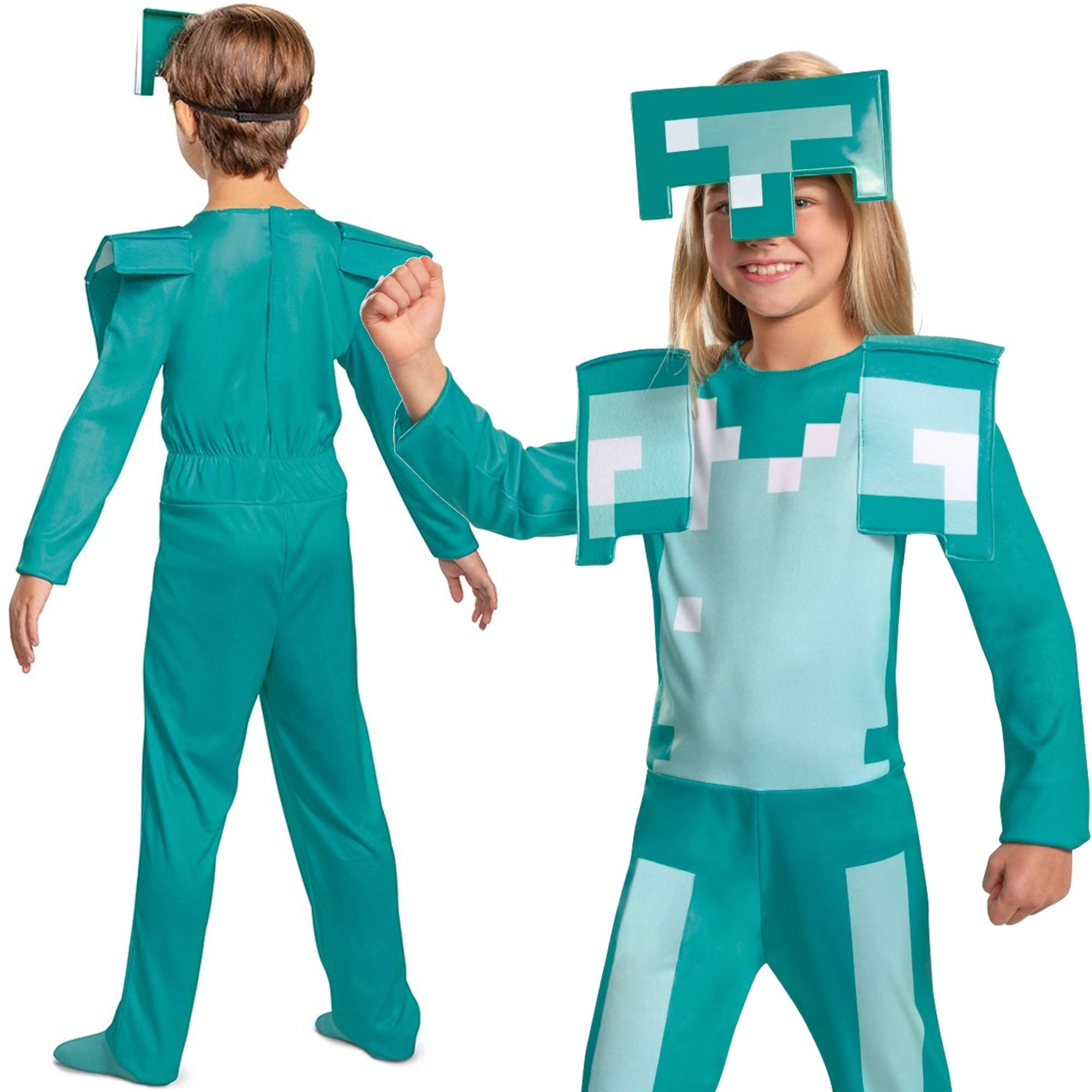 Minecraft przebranie kostium, strj karnawaowy diamentowa zbroja 127-136 cm (7-8 lat)