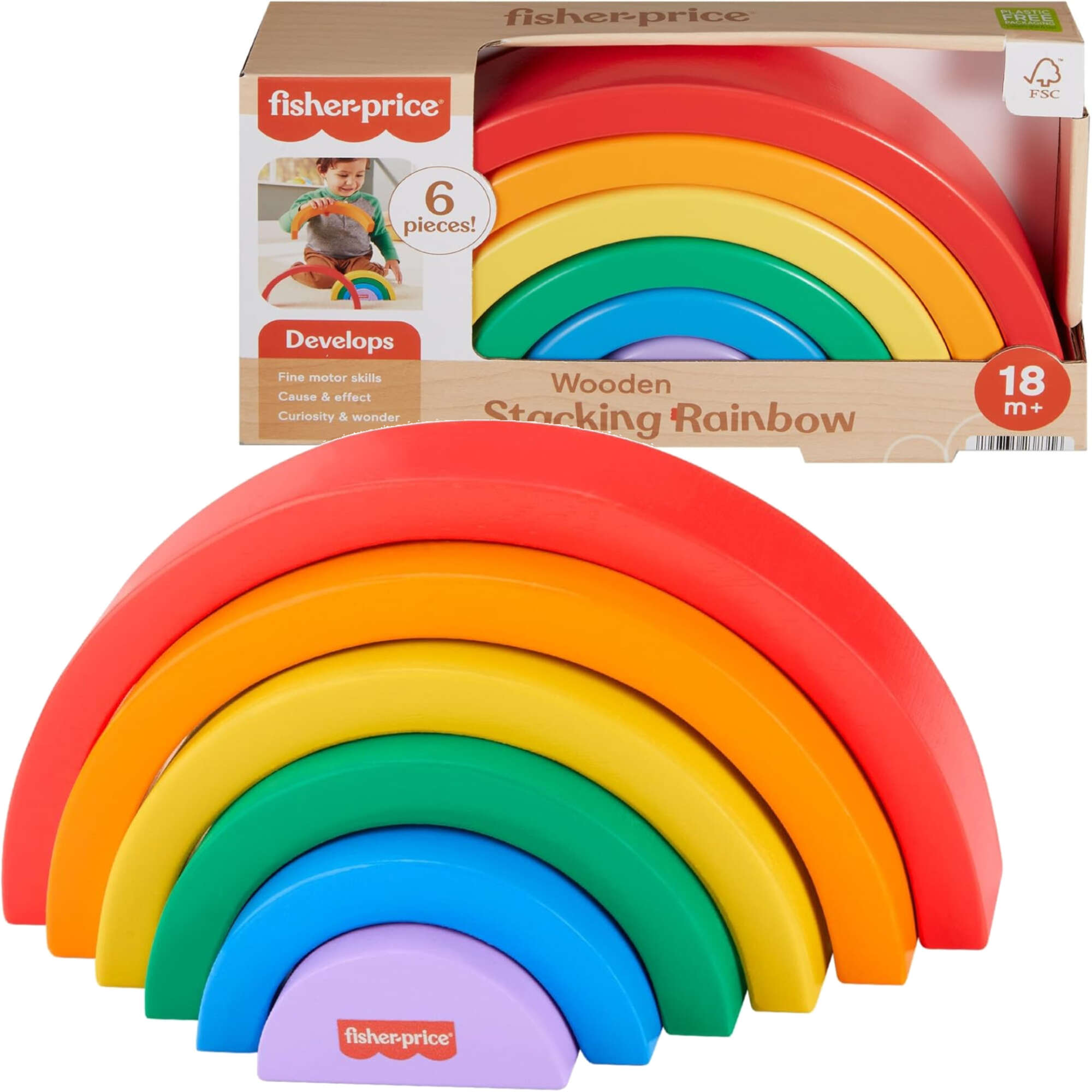 Fisher Price Drewniana ukadanka tcza 6 elementw