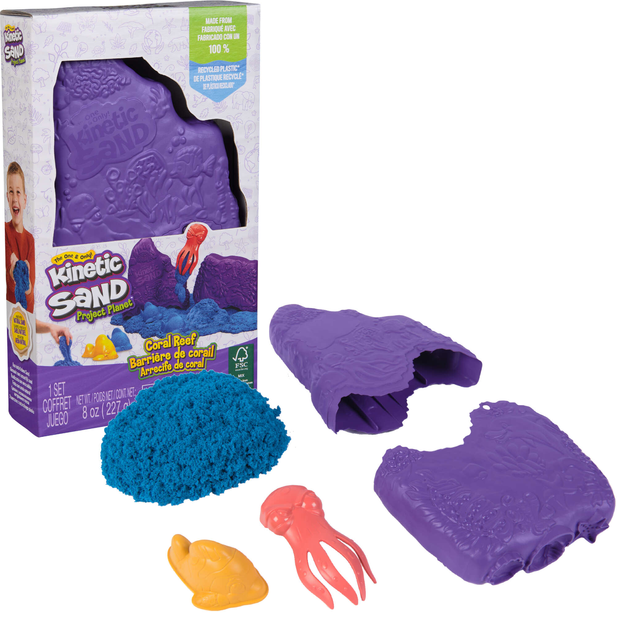 Piasek Kinetyczny Kinetic Sand Rafa Koralowa 227 g + foremki