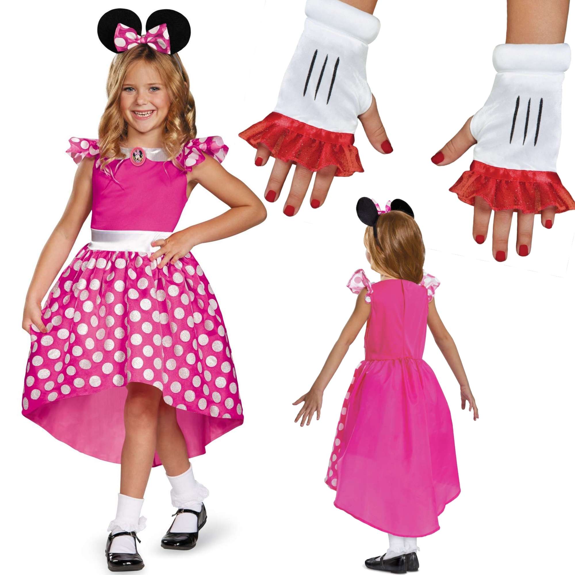 Disney kostium, strj karnawaowy Myszka Minnie 109-123 cm (5-6 lat) + rkawiczki