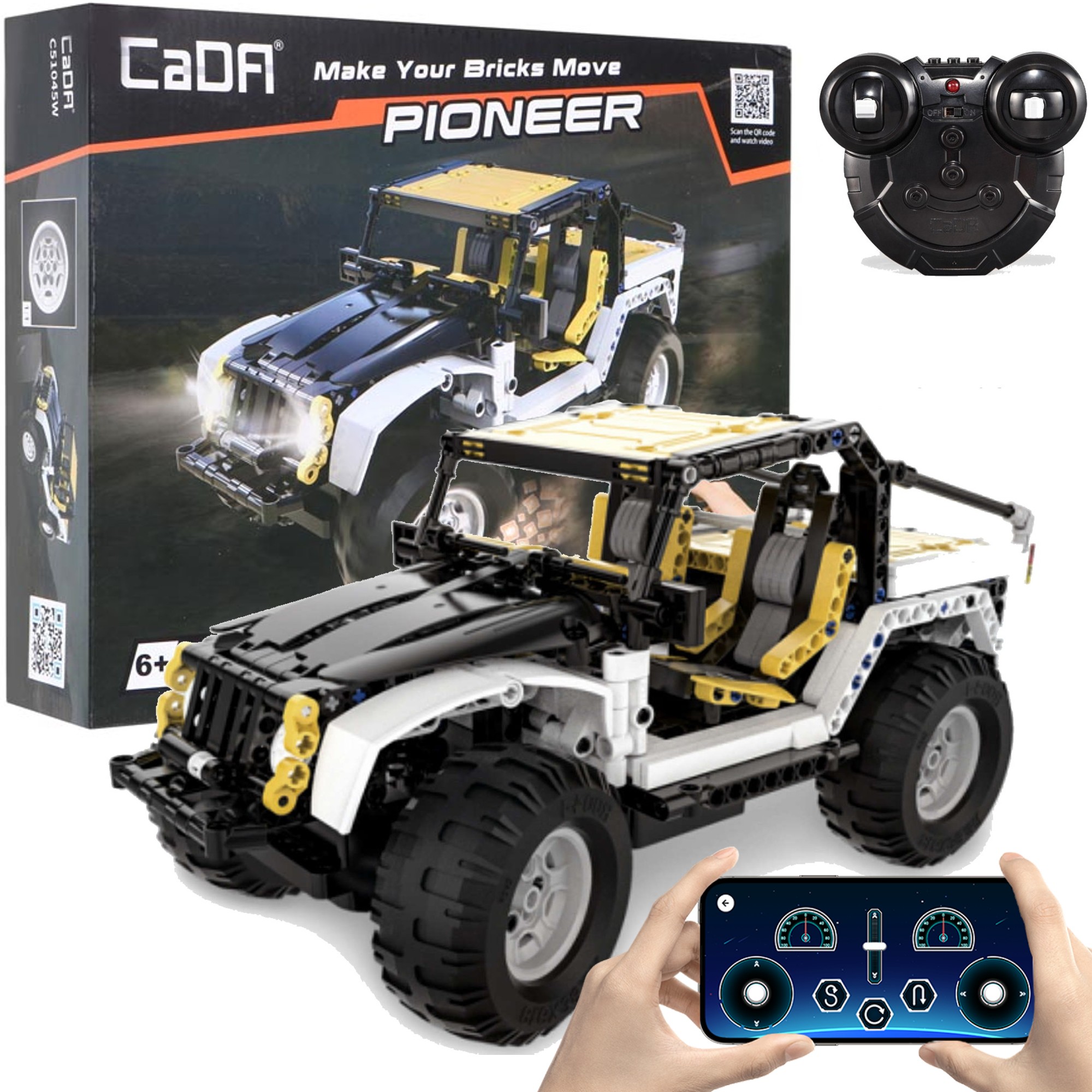 Klocki konstrukcyjne CaDA Zdalnie Sterowany samochd terenowy Auto Jeep Pioneer Pojazd Dual Mode RC 542 elementy