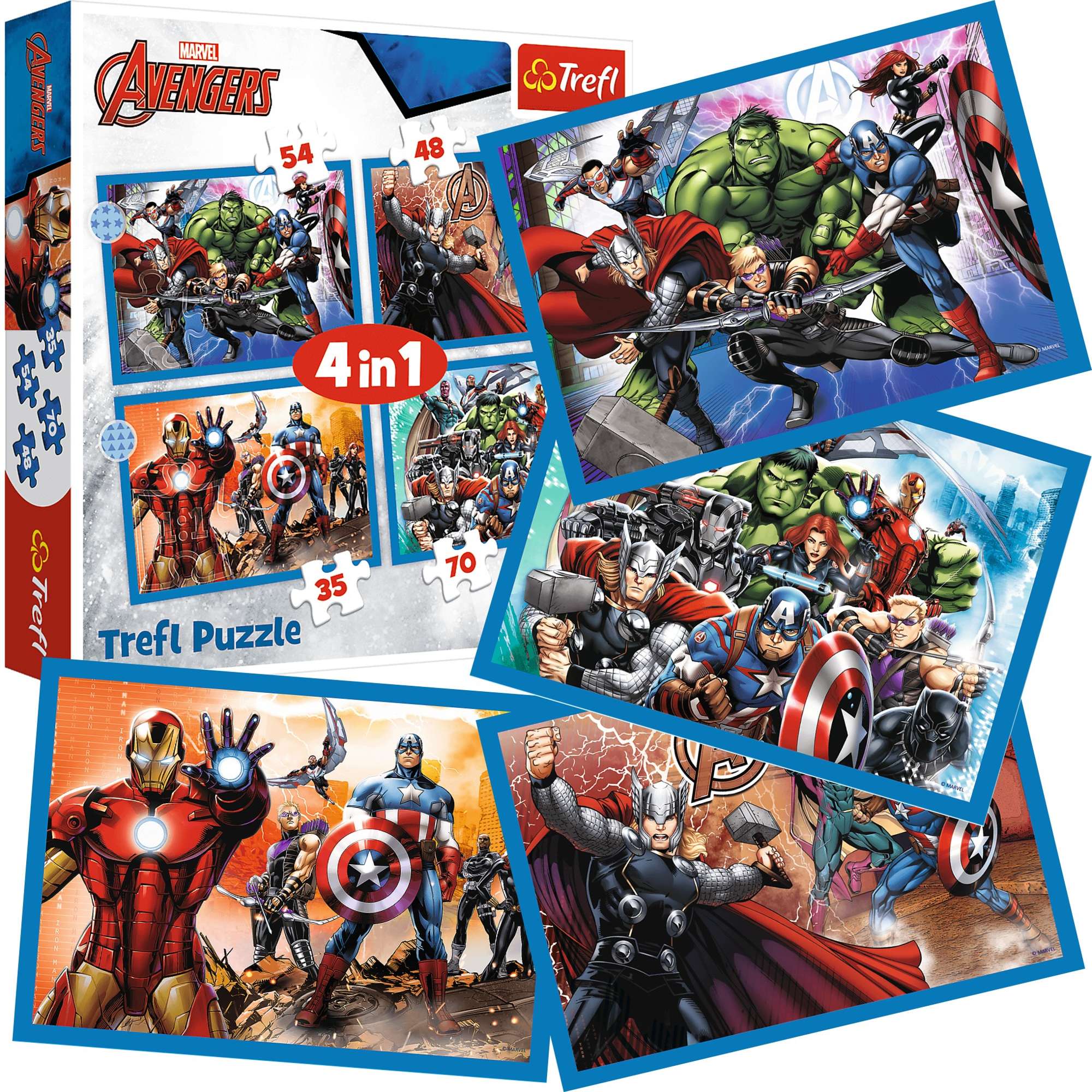 Trefl Puzzle 4w1 Marvel Odwani Avengersi