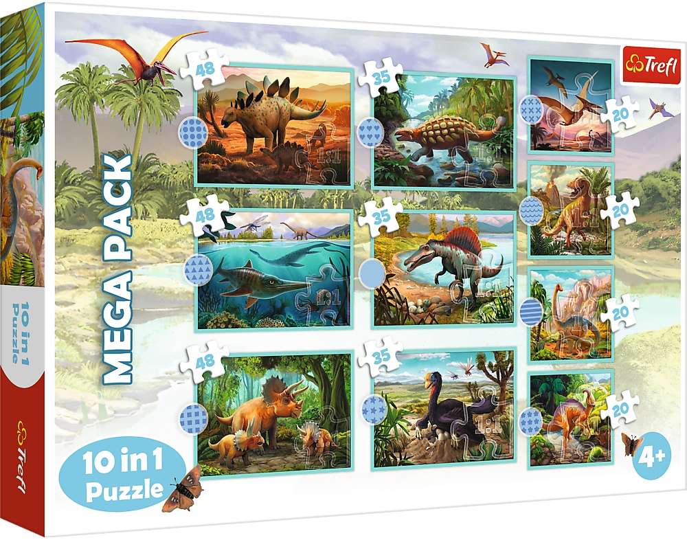 Puzzle Zestaw 10w1 W wiecie dinozaurw 329 elementw