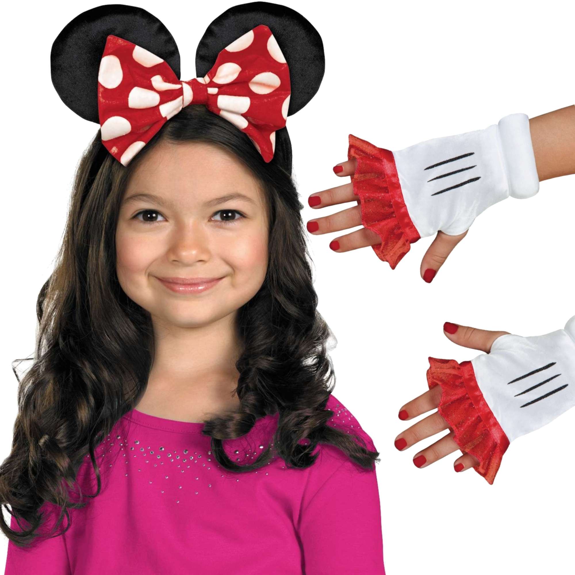 Disney Myszka Minnie zestaw: opaska z kokardk + rkawiczki bez palcw, karnawa