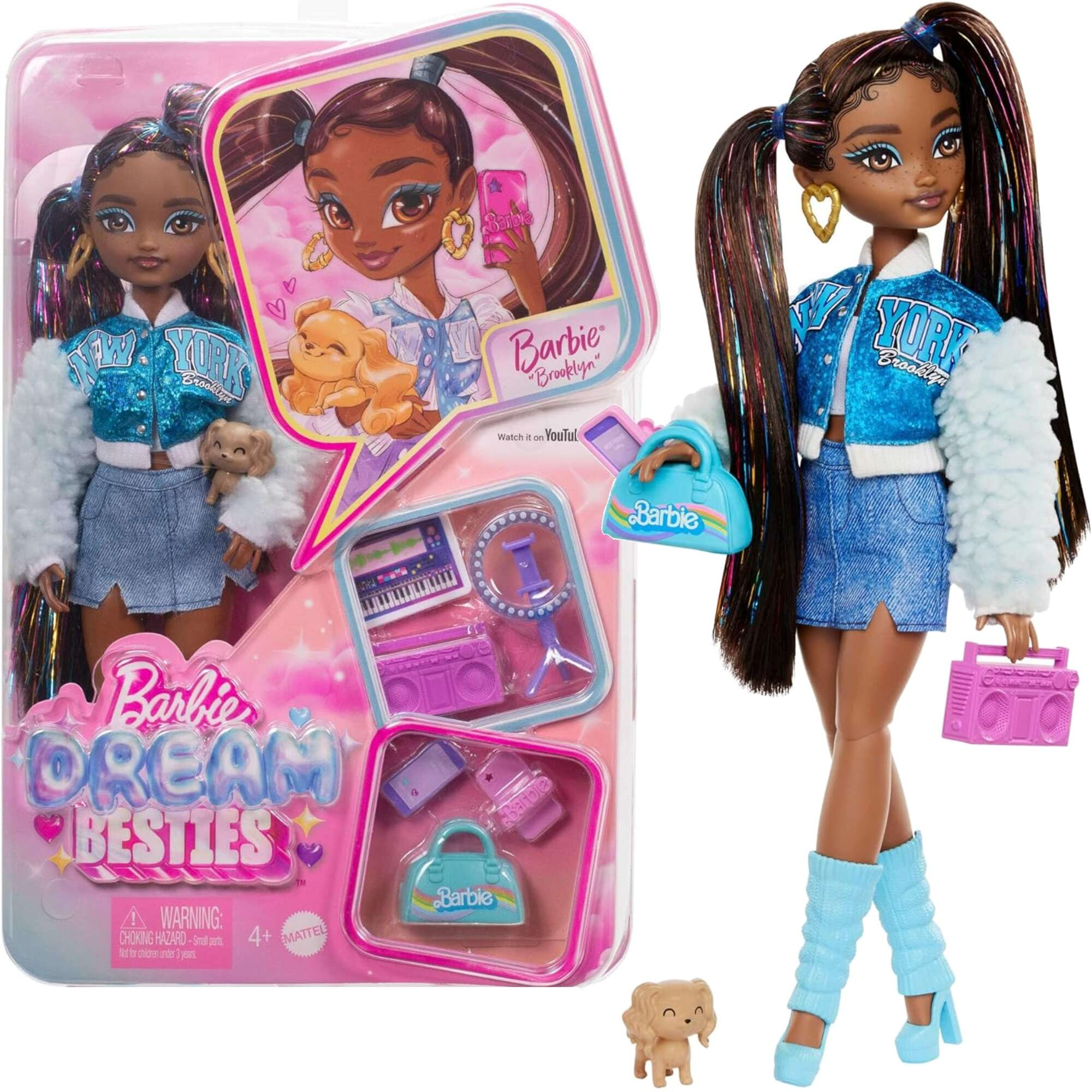 Barbie Dream Besties Brooklyn Lalka modowa + akcesoria