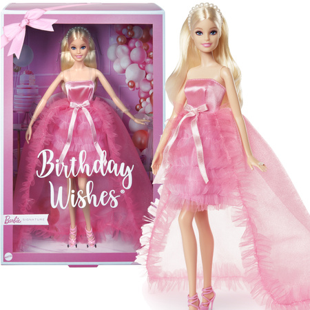 Barbie Lalka Kolekcjonerska w różowej sukience Urodzinowe życzenia 30 cm