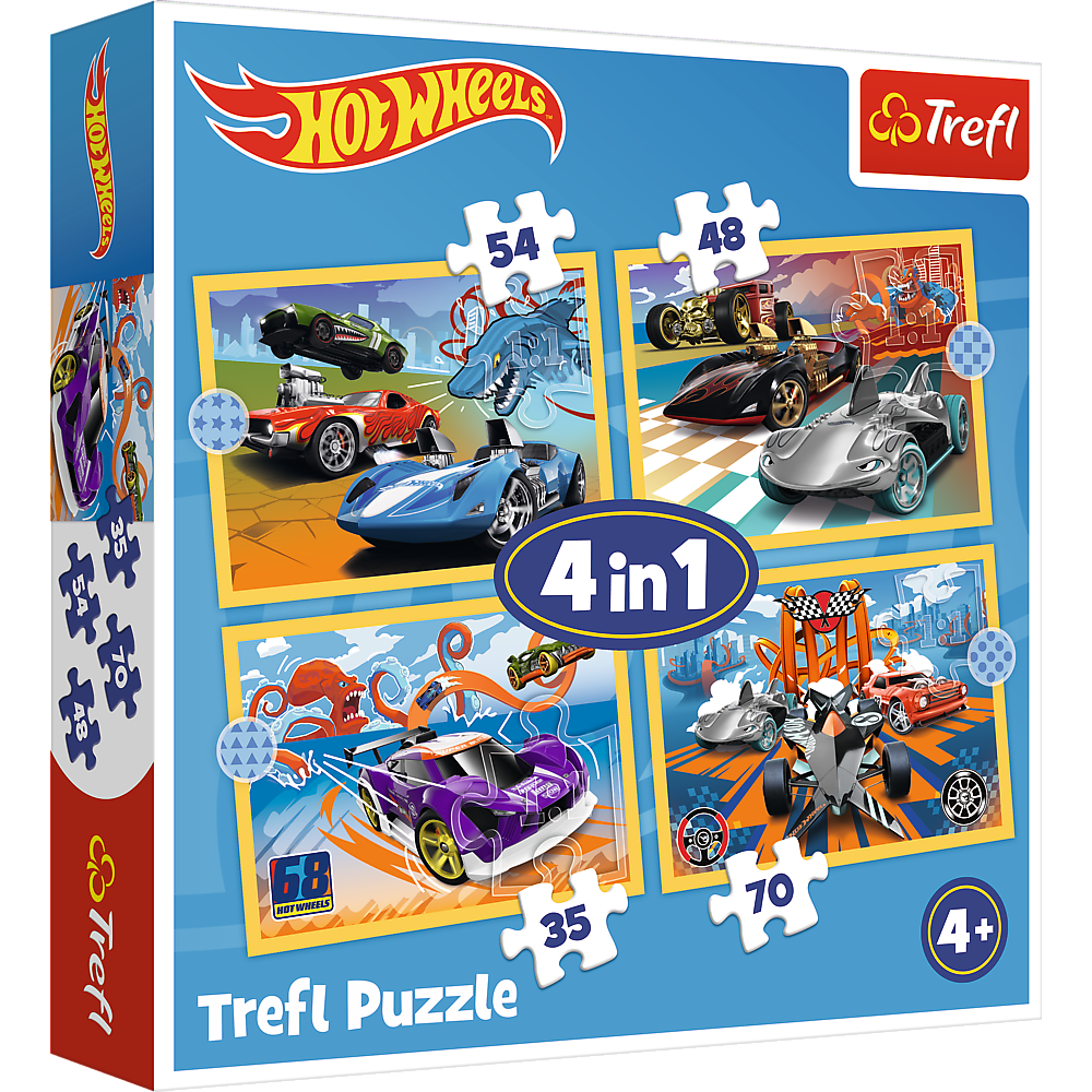 Puzzle 4w1 Pojazdy Hot Wheels Trefl