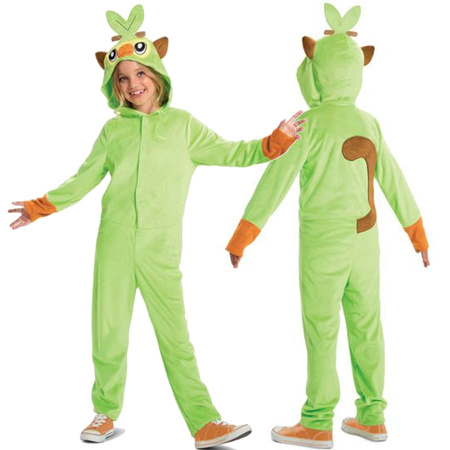 Strój karnawałowy Pokemon Grookey kostium zielone przebranie 109-126 cm (4-6 lat) Kigurumi