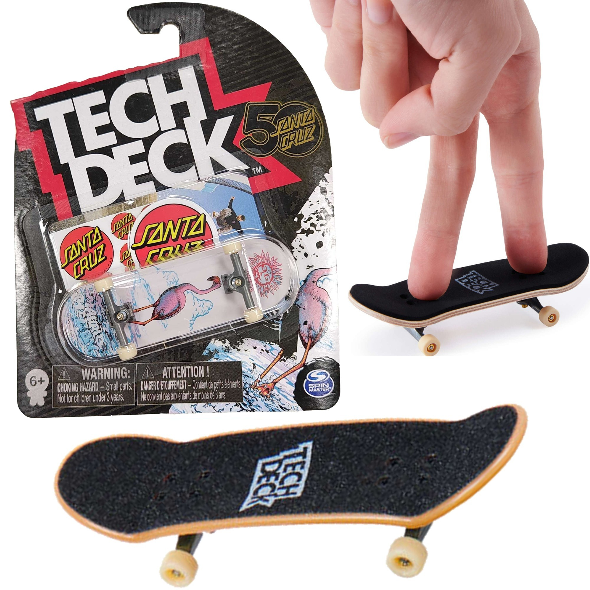 Tech Deck deskorolka fingerboard Santa Cruz Pink Flamingo + naklejki