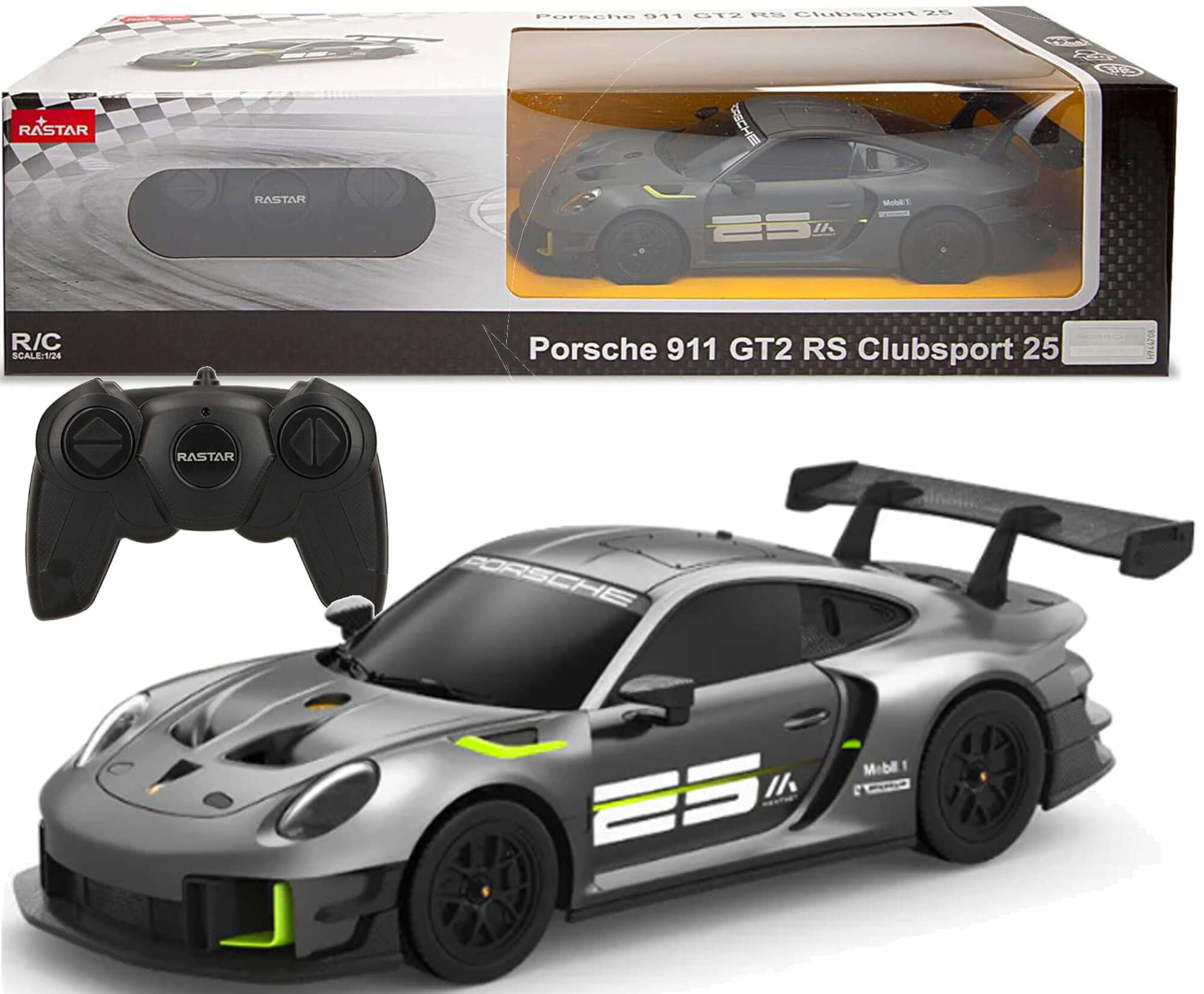 Zdalnie sterowane auto Porsche 911 GT2 RS Clubsport 25 szary pojazd sportowy RC 1:24