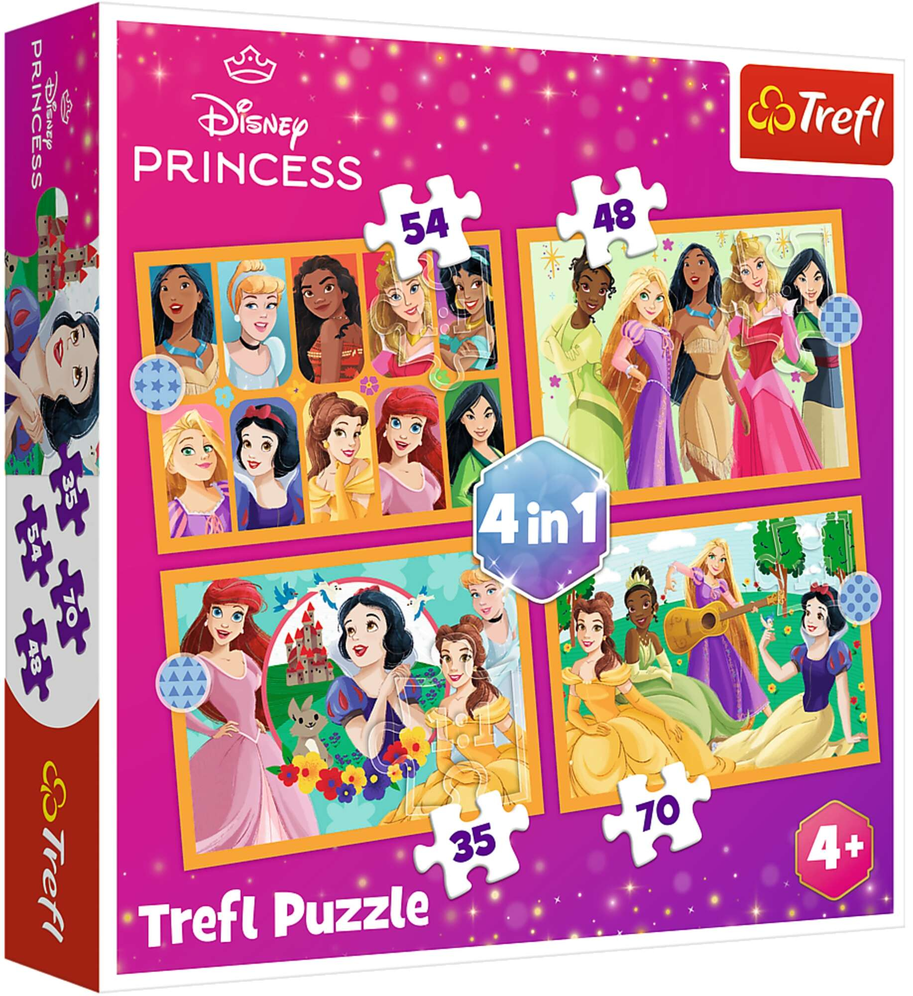 Puzzle Trefl Ksiniczki Disney 4w1 Bajkowe historie 4+