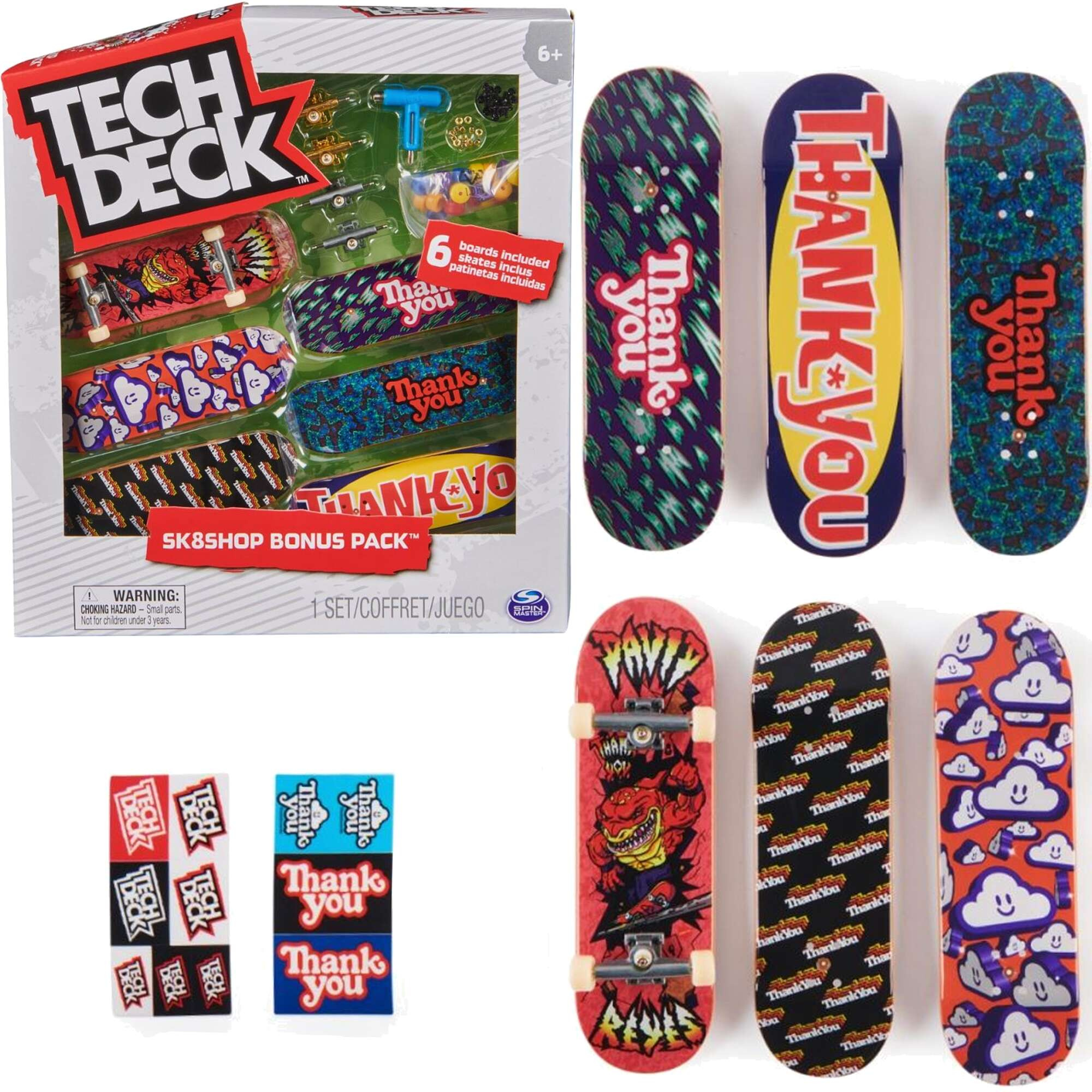 Fingerboard Zestaw Deskorolek 6PackThank You Bonus Sk8shop + Akcesoria Tech Deck