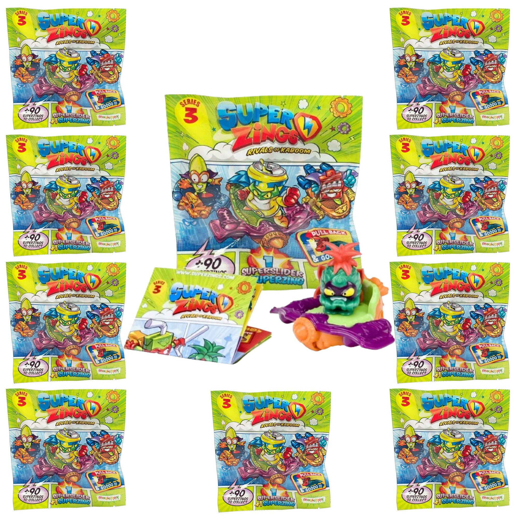 Magic Box Super Zings Seria 3 Figurka z supersliderem w saszetce Superzings ZESTAW 10 SZTUK