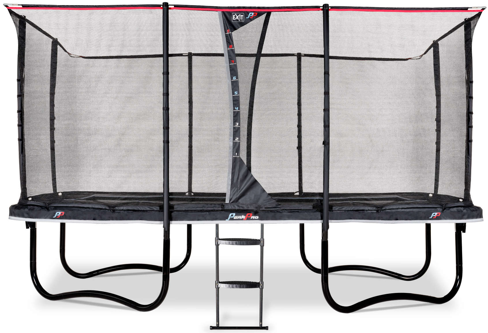 Trampolina ogrodowa z siatk zabezpieczajc i drabin PeakPro 244 x 427 cm czarna