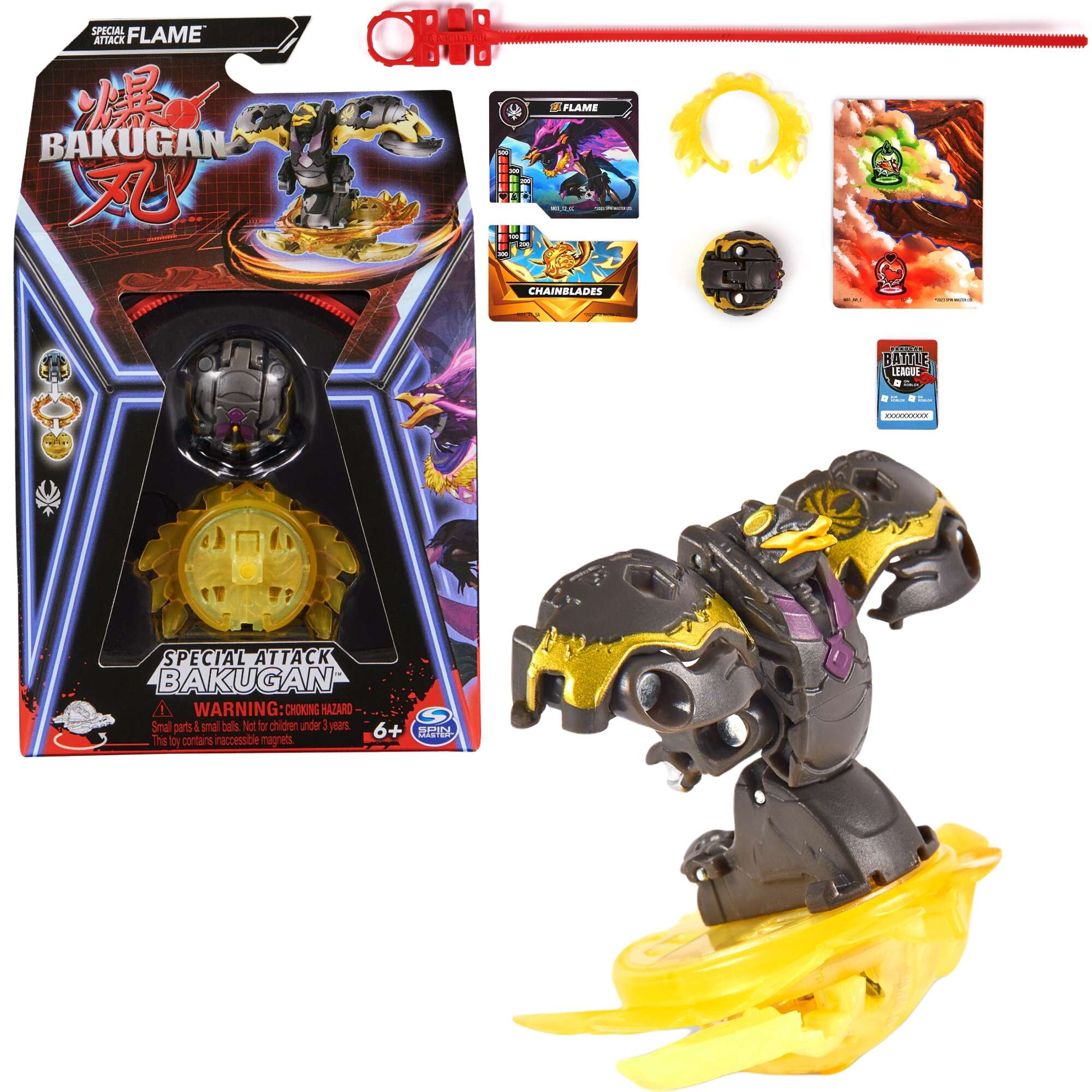 Bakugan zestaw Special Attack Flame Wirujca kolorowa figurka akcji + karty