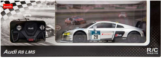 Zdalnie sterowane auto Audi R8 LMS RC biały pojazd sportowy 1:18 Rastar