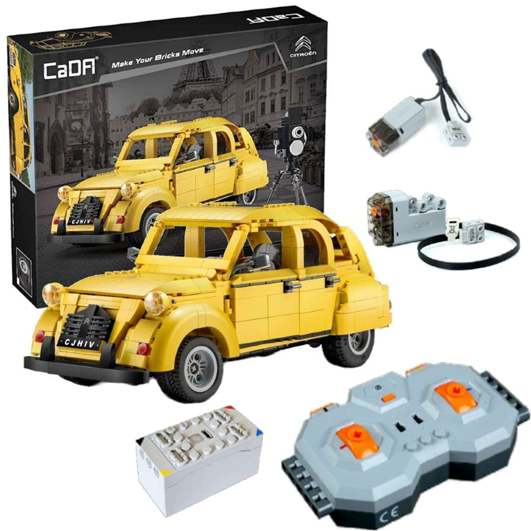 Klocki konstrukcyjne CaDA Zdalnie sterowany samochd Citroen 2CV Klasyk Auto miejskie Pojazd ty Autko z napdem Power System RC 1238 elementw