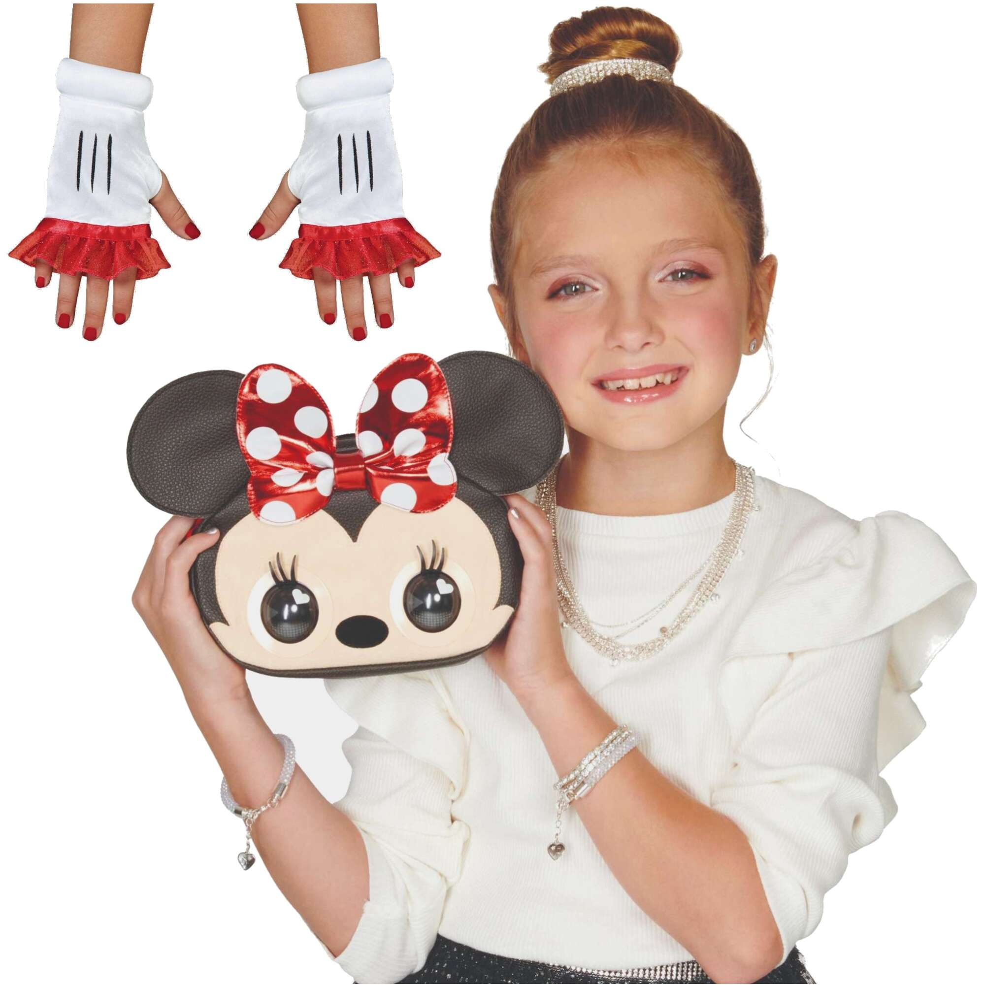 Purse Pets Disney Myszka Minnie Interaktywna Czarna Torebka z ruchomymi oczami + Rkawiczki bez palcw Disney Myszka Minnie