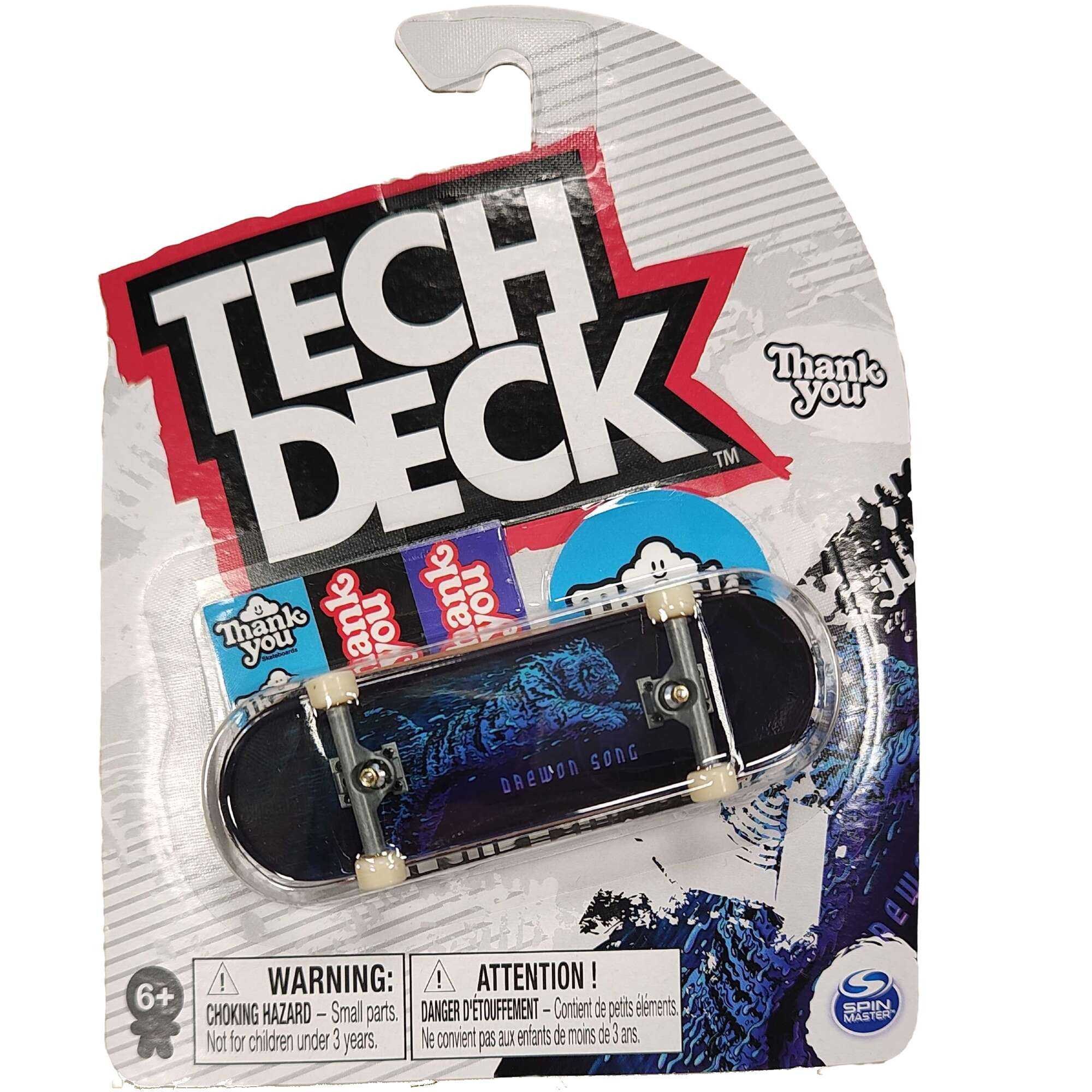 Tech Deck deskorolka fingerboard Thank You niebieski tygrys + naklejki