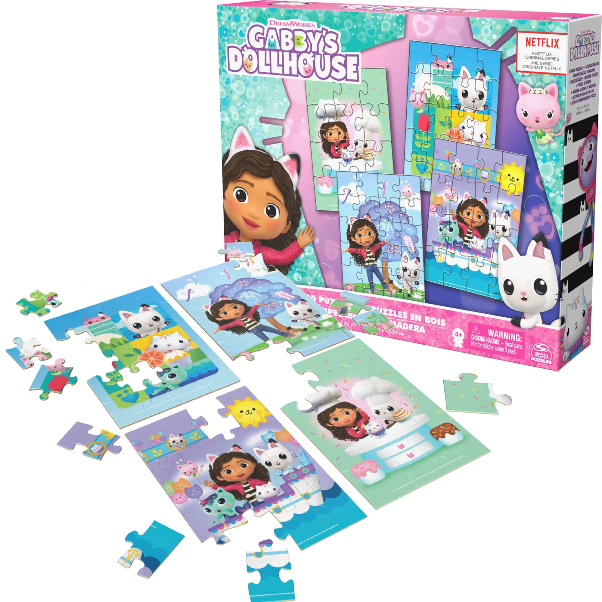 Drewniane puzzle Koci Domek Gabi 4 ukadanki