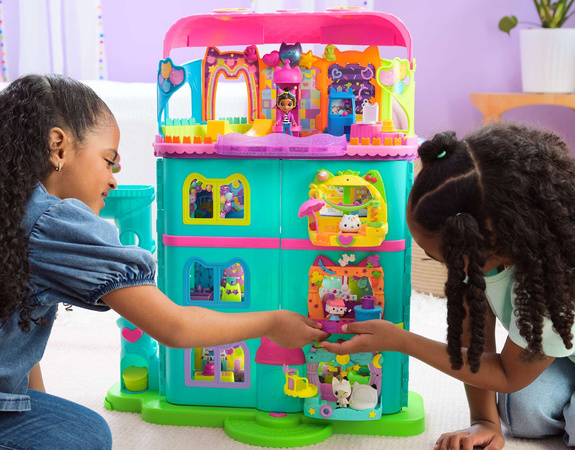 Koci Domek Gabi Duży zestaw wielki tęczowy imprezowy dom z windą + 7 figurek 60 cm dźwięk