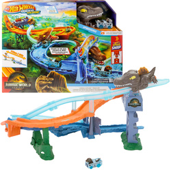 Hot Wheels Racerverse Jurassic World Crash&Splash Morski Dinopościg tor samochodowy + pojazd