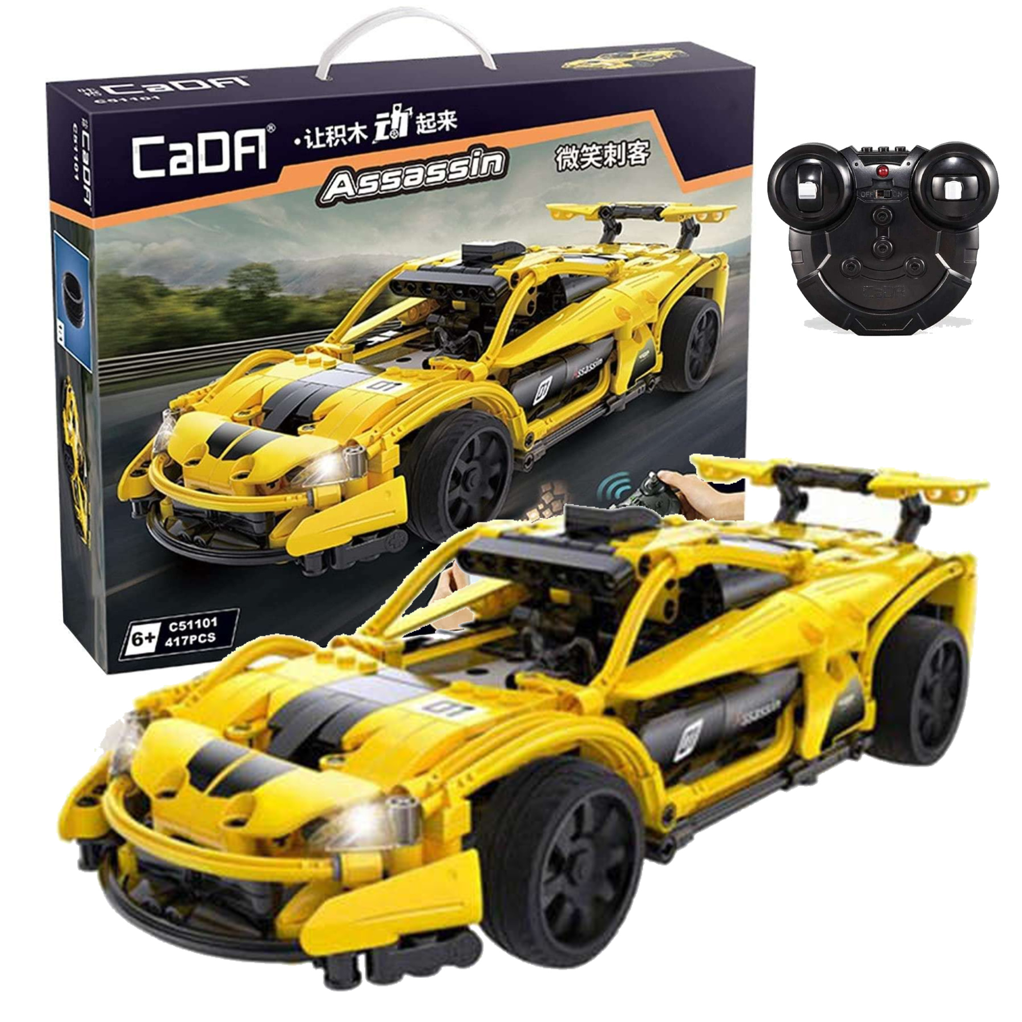 Klocki konstrukcyjne CaDA Wycigwka Samochd zdalnie sterowany Assassin 30 cm Pojazd te auto RC Dual Mode Control Autko sportowe 417 elementw