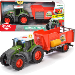 Zielony traktor z przyczepą Fendt Farm Trailer ze światłem i dźwiękiem
